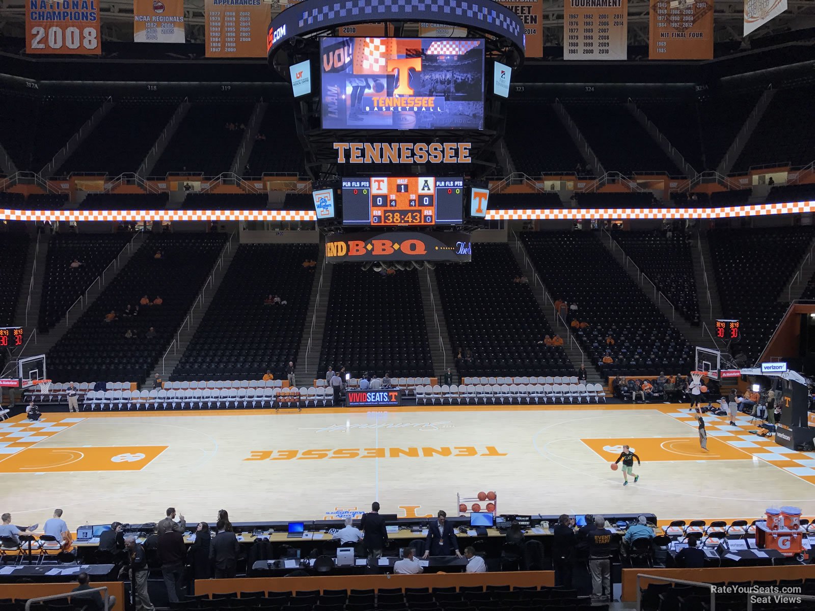 section 105, row 17 seat view  for basketball - thompson-boling arena
