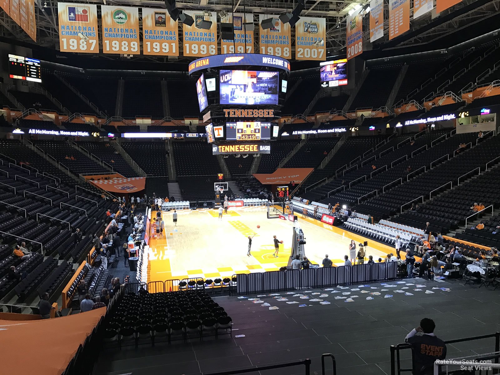section 130, row 17 seat view  for basketball - thompson-boling arena