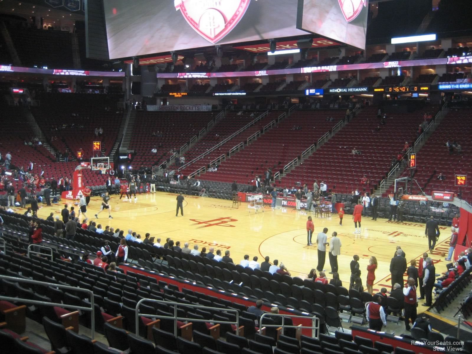 section 104, row 15 seat view  for basketball - toyota center