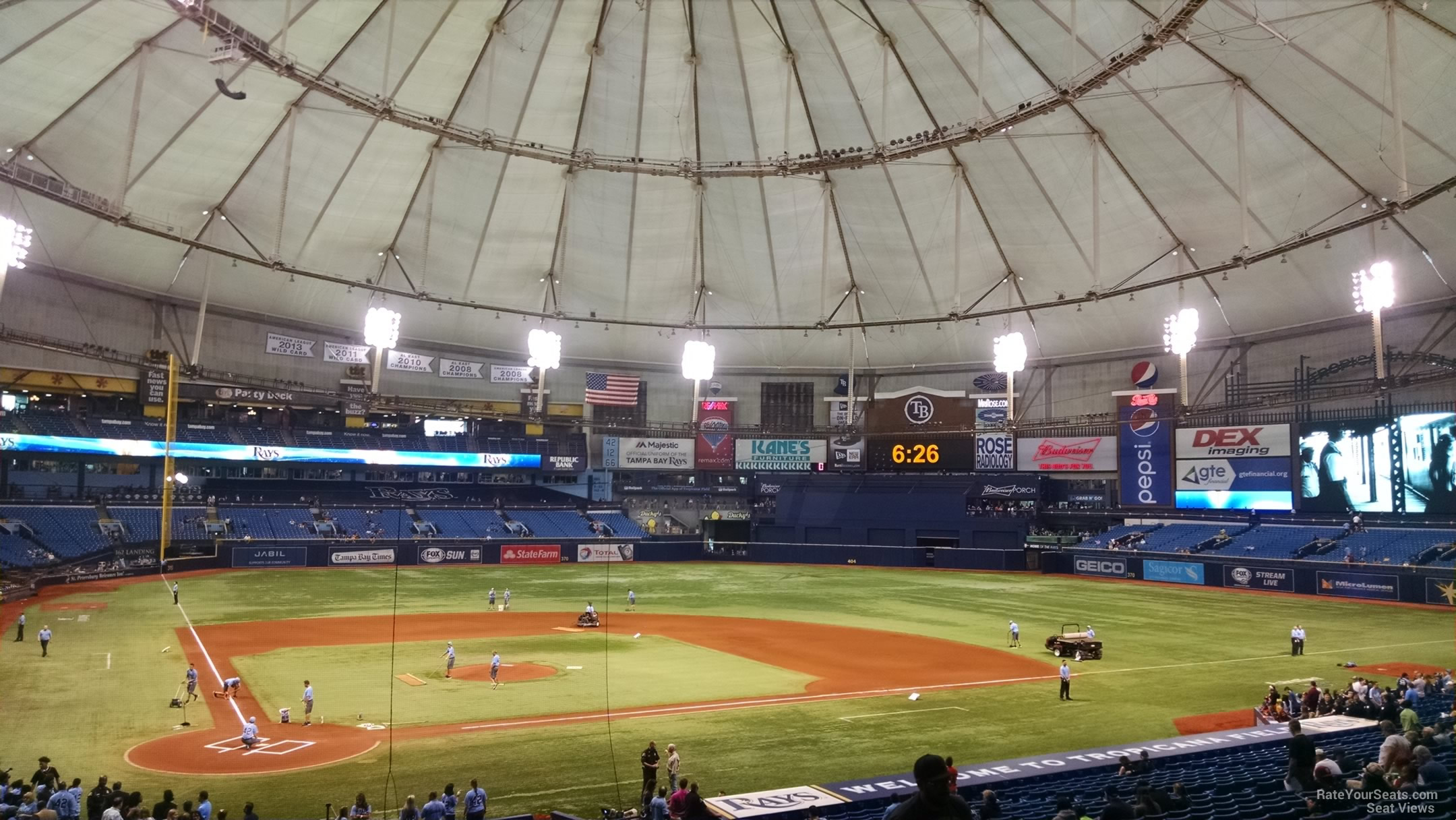 rays club 108, row m seat view  for baseball - tropicana field