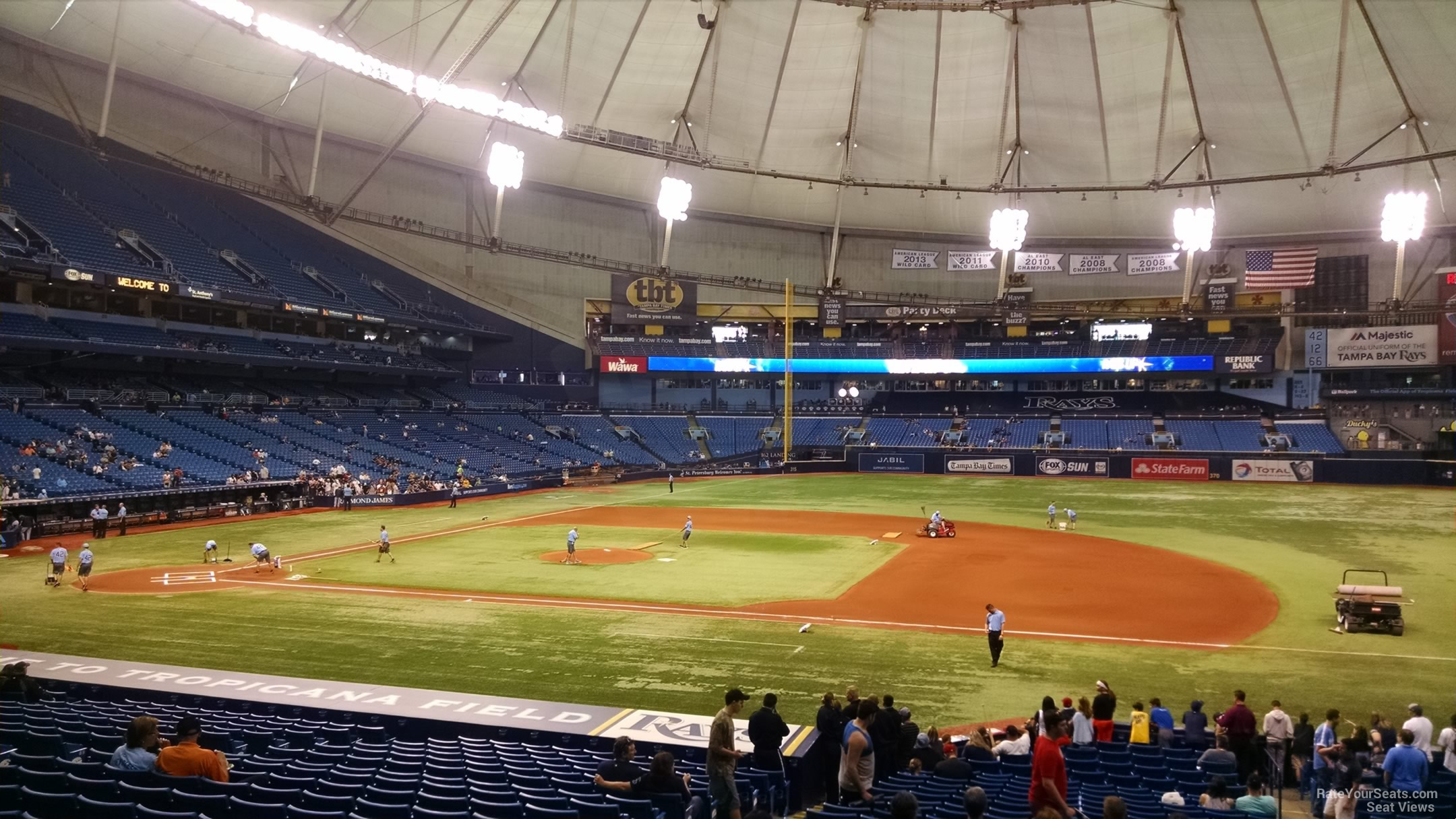section 120, row ee seat view  for baseball - tropicana field