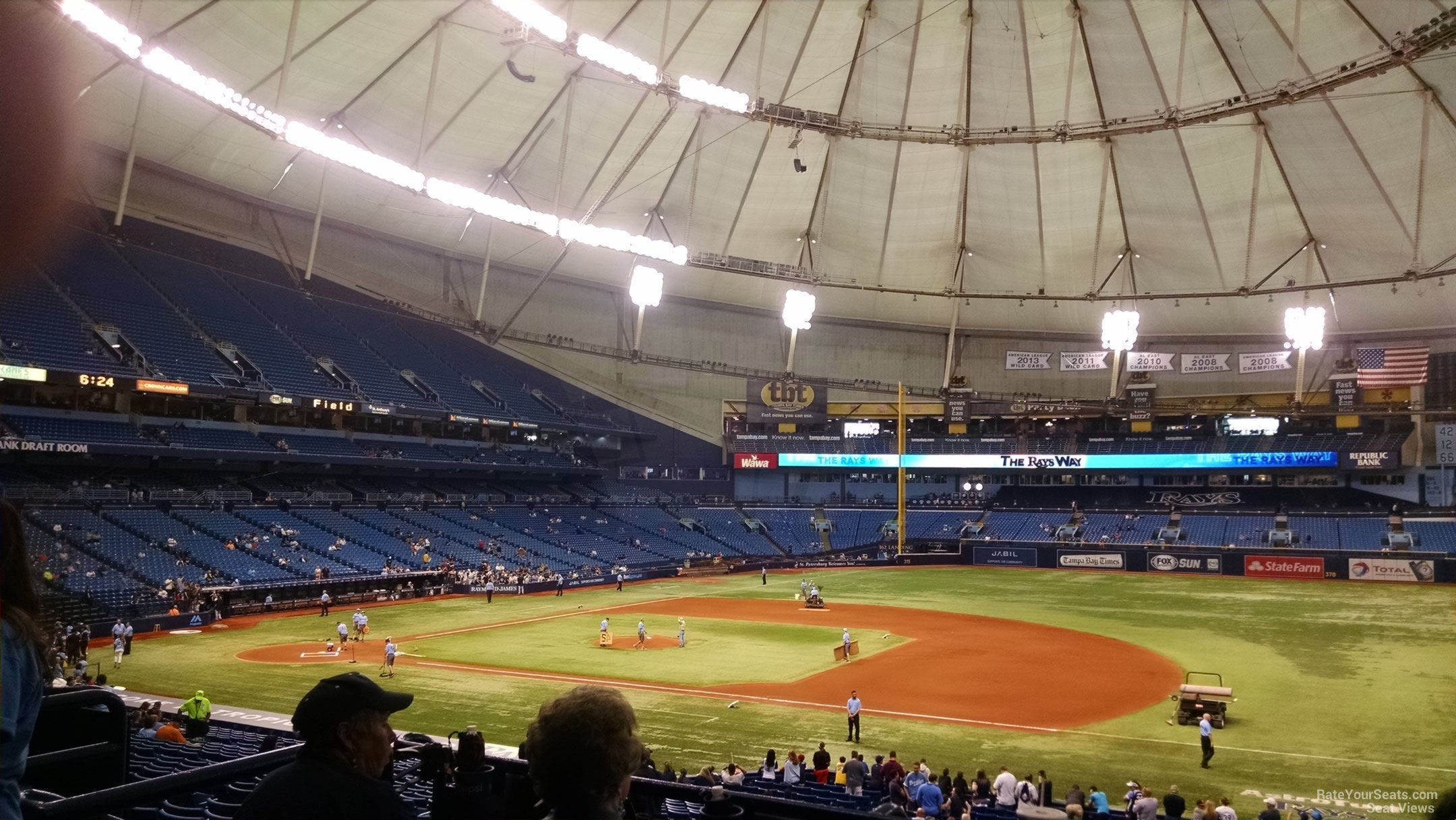 rays club 124, row m seat view  for baseball - tropicana field