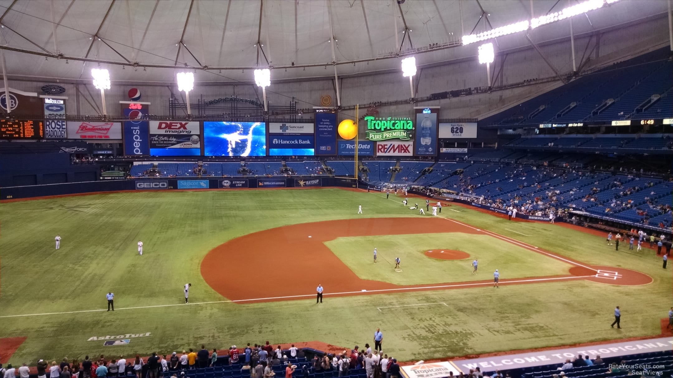 section 215, row f seat view  for baseball - tropicana field