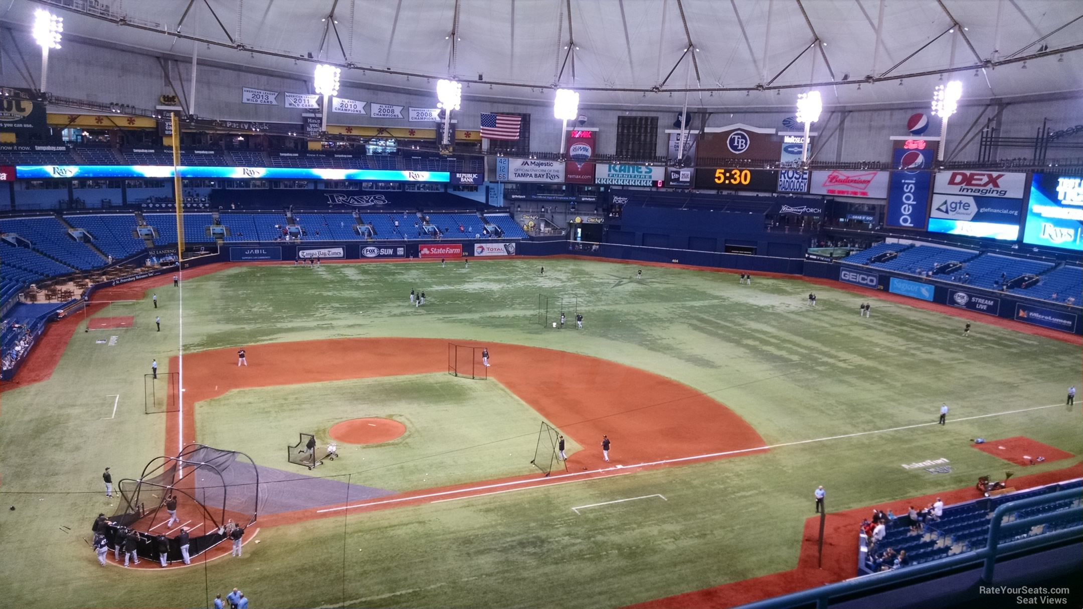 section 308, row e seat view  for baseball - tropicana field