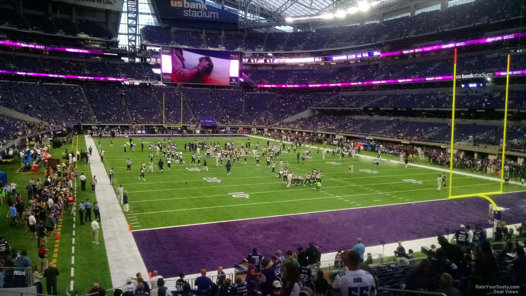 section 101, row 20 seat view  for football - u.s. bank stadium