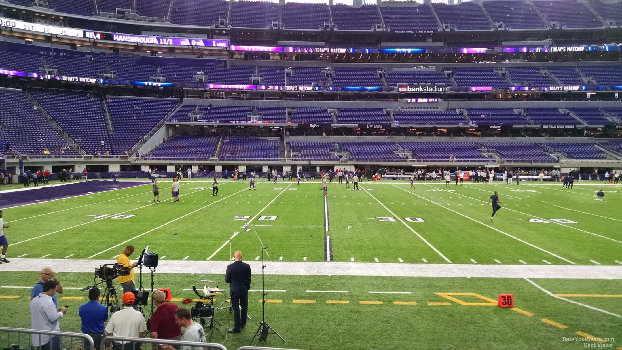 section 111, row 5 seat view  for football - u.s. bank stadium