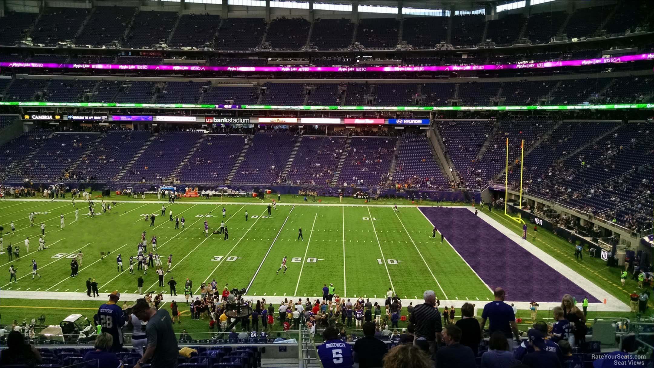 section 130, row 13 seat view  for football - u.s. bank stadium