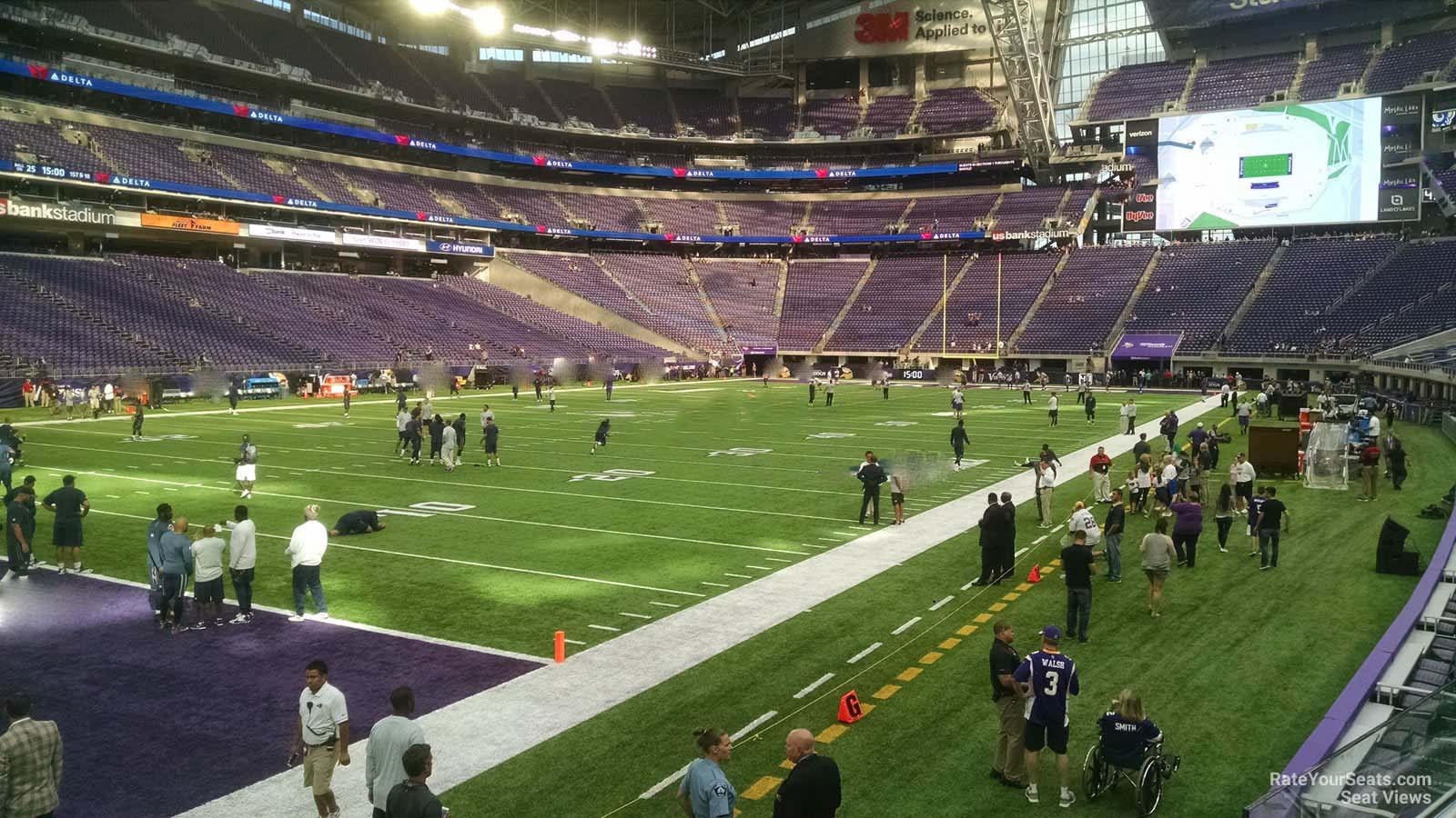 section 136, row 5 seat view  for football - u.s. bank stadium