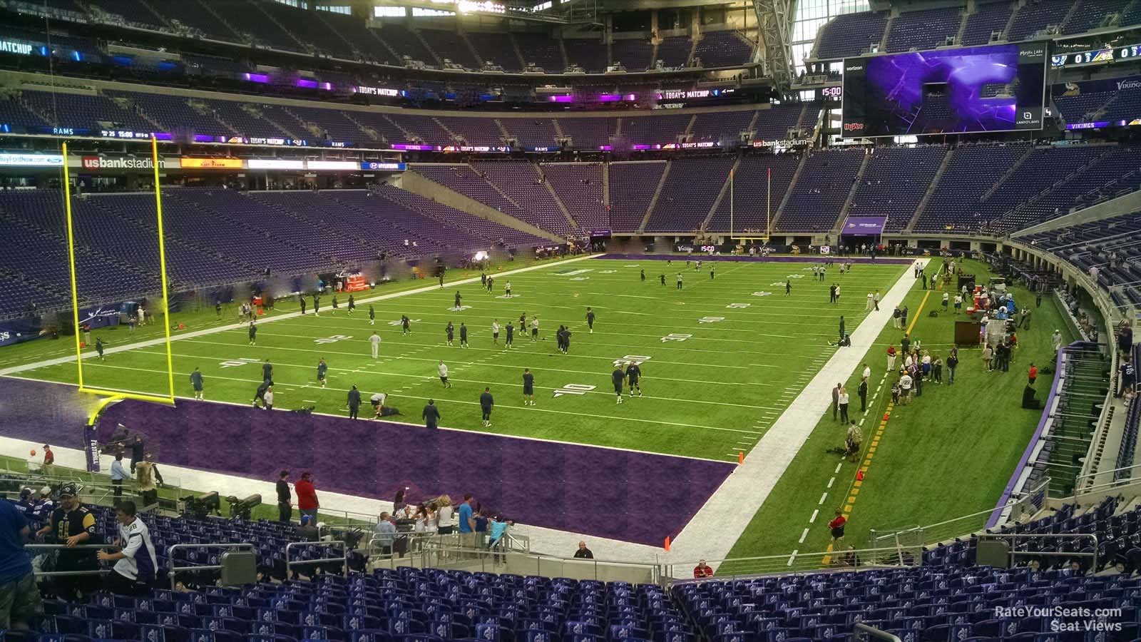 section 138, row 24 seat view  for football - u.s. bank stadium