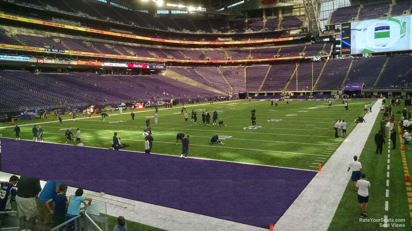 section 138, row 5 seat view  for football - u.s. bank stadium