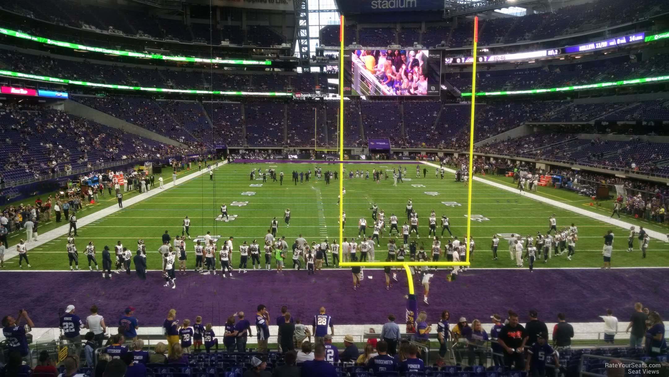 section 142, row 20 seat view  for football - u.s. bank stadium