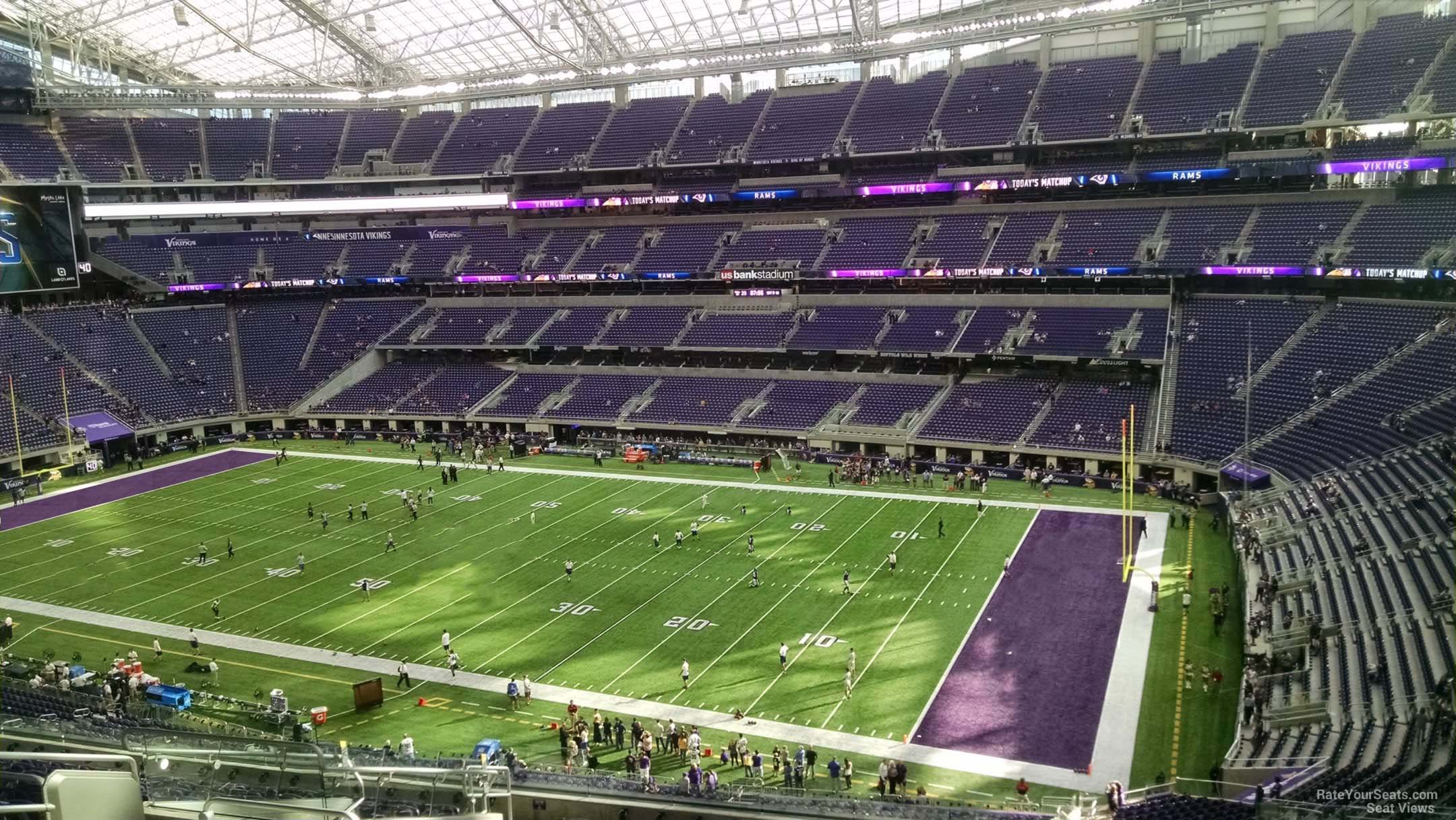 section 206, row 15 seat view  for football - u.s. bank stadium