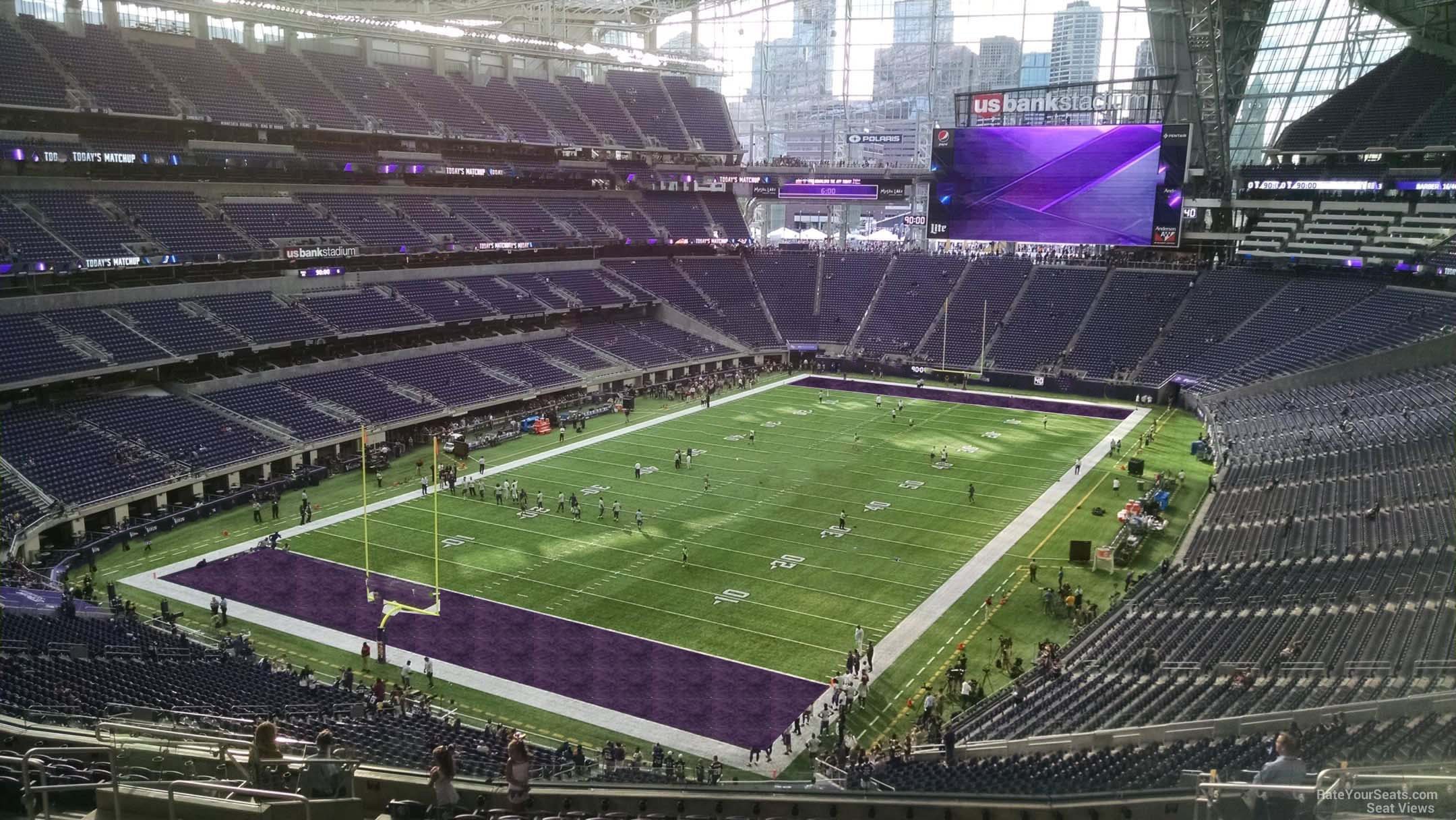 section 220, row 15 seat view  for football - u.s. bank stadium