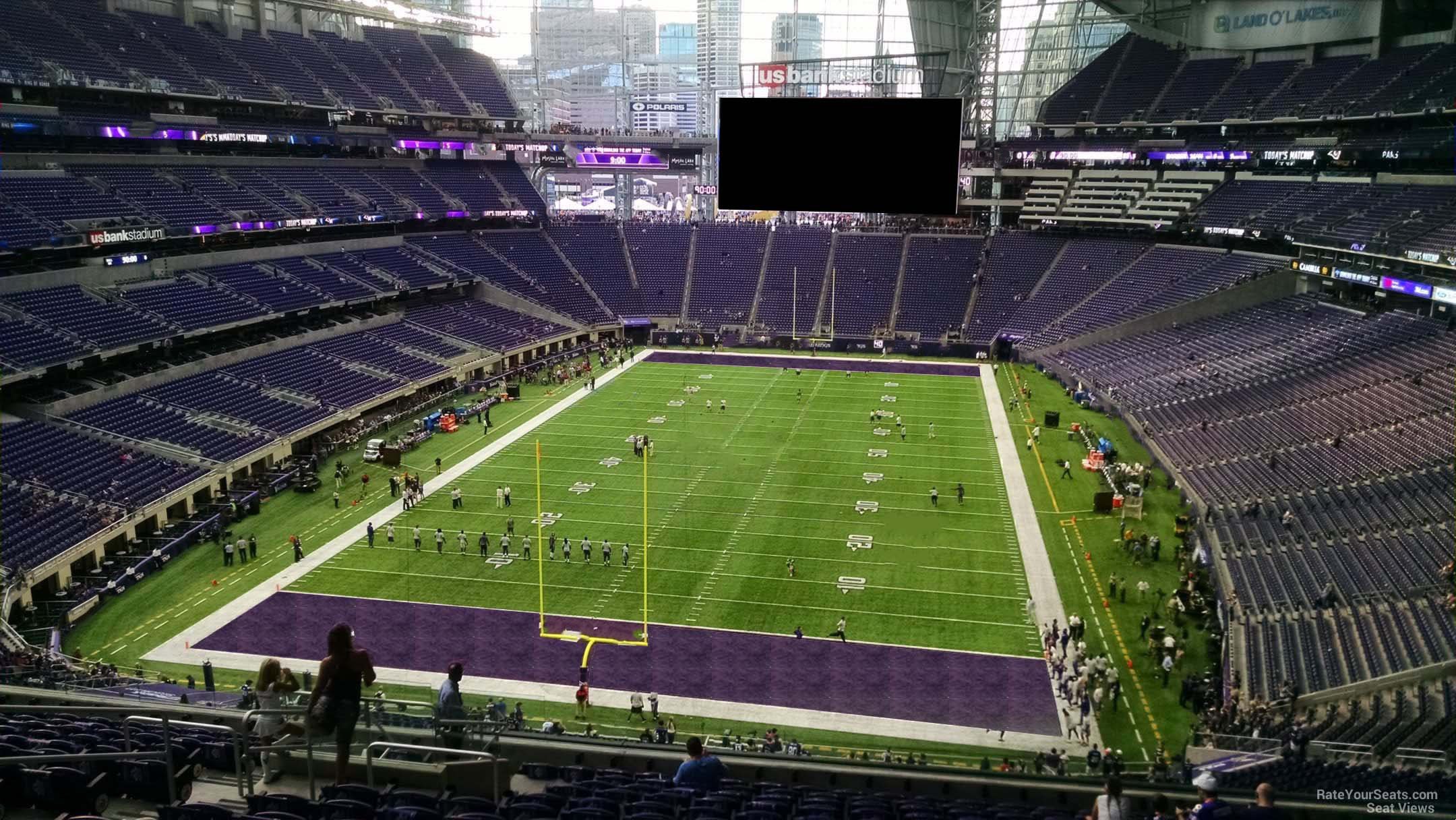 section 222, row 15 seat view  for football - u.s. bank stadium