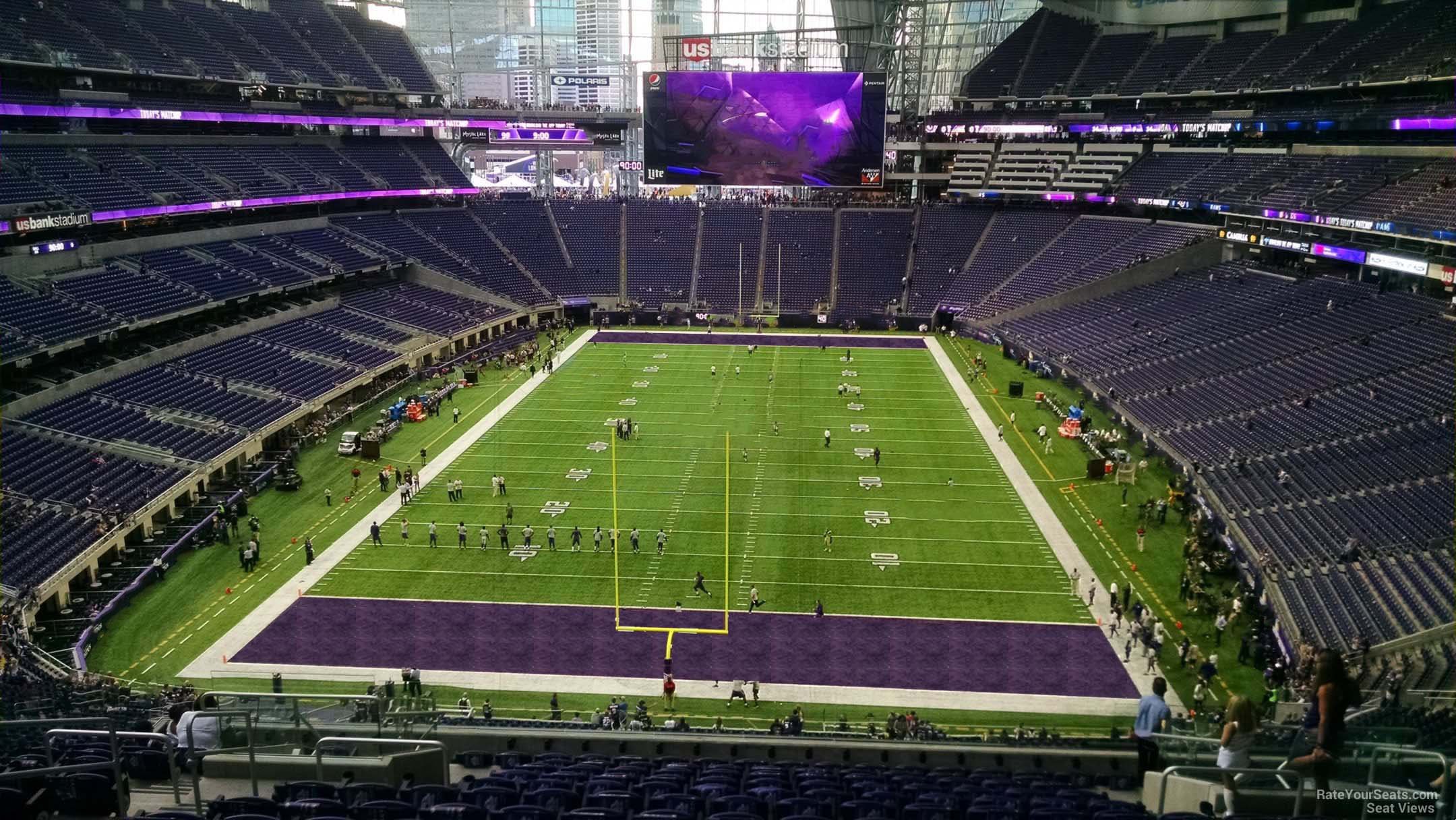 section 223, row 15 seat view  for football - u.s. bank stadium