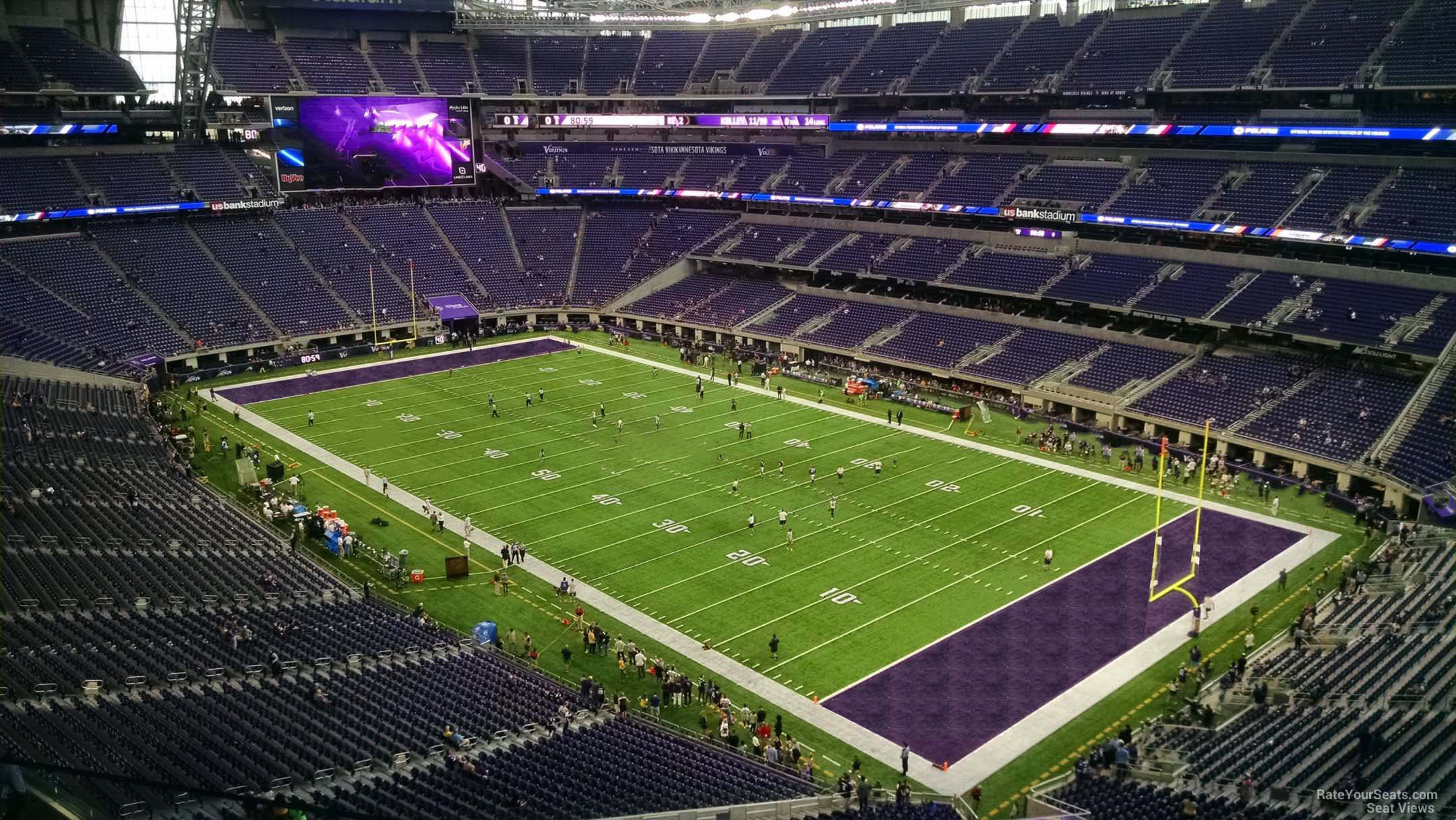 section 305, row b seat view  for football - u.s. bank stadium
