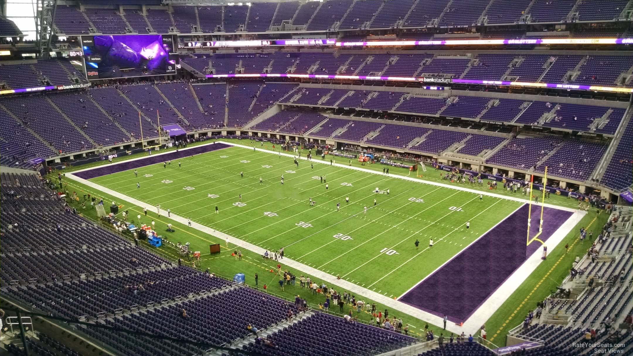 section 306, row b seat view  for football - u.s. bank stadium