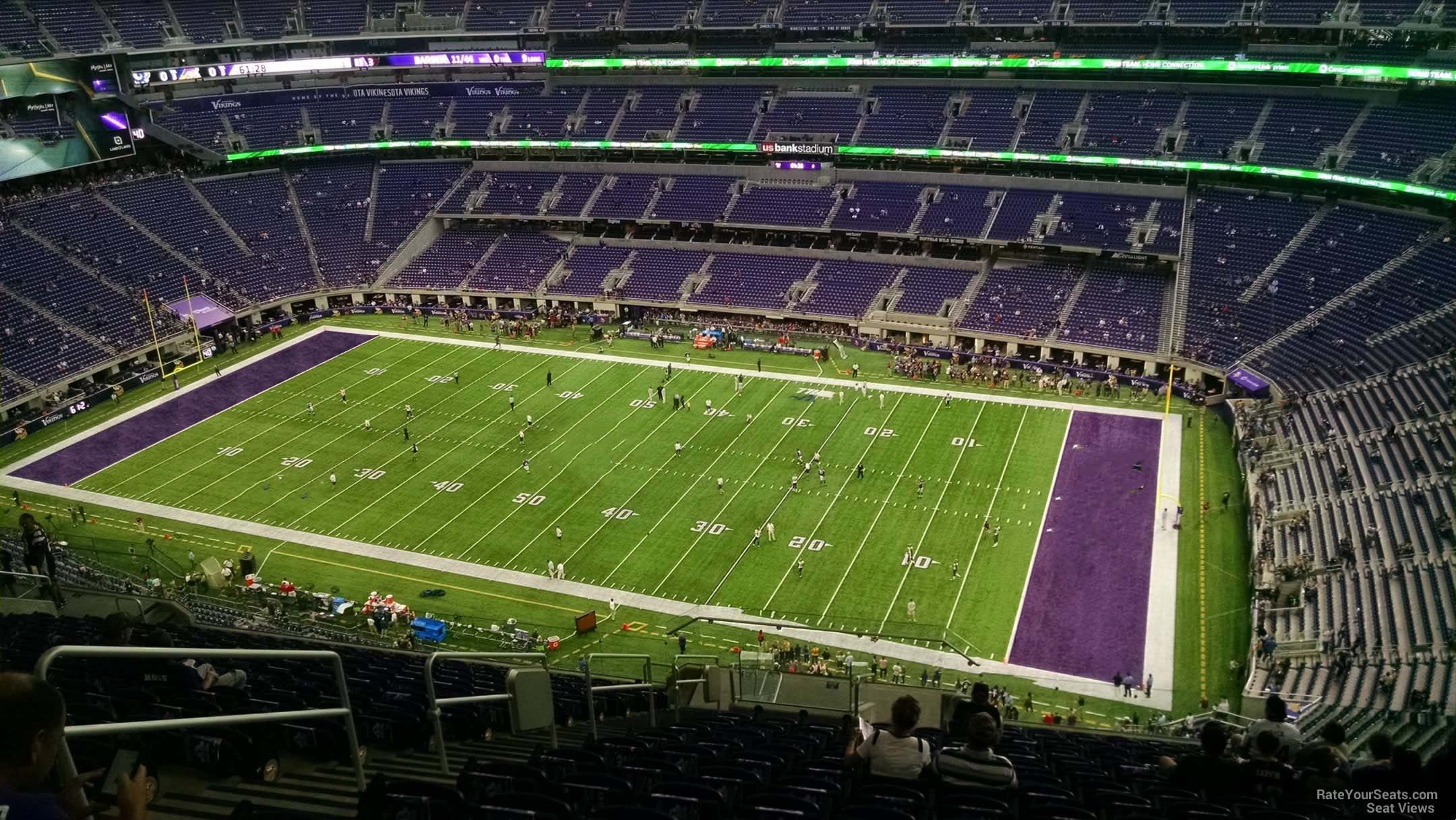 section 308, row 15 seat view  for football - u.s. bank stadium