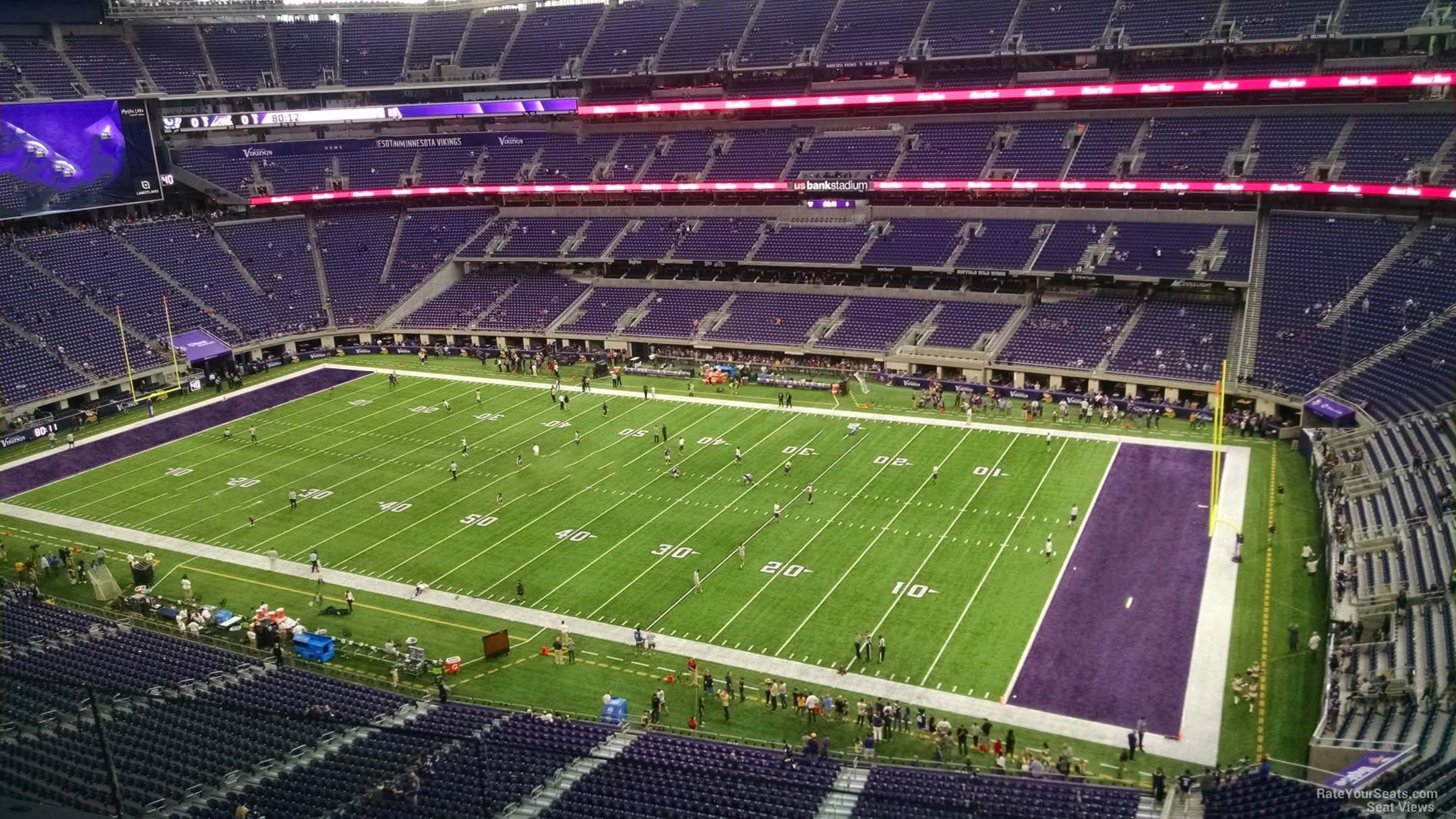 section 308, row b seat view  for football - u.s. bank stadium