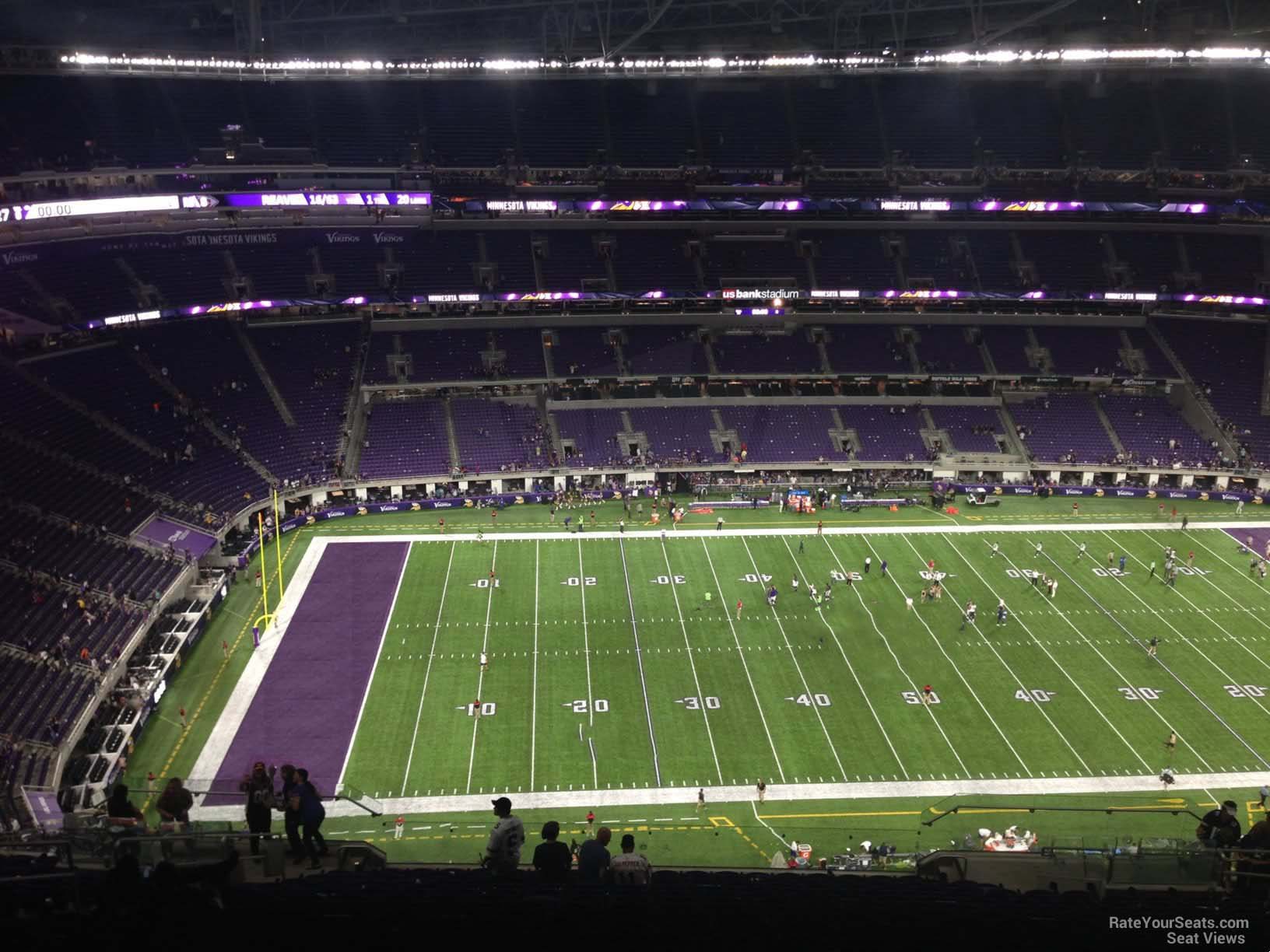 section 314, row 20 seat view  for football - u.s. bank stadium