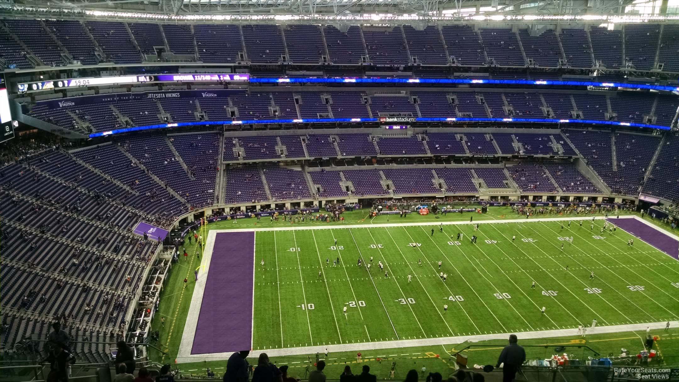 section 315, row 15 seat view  for football - u.s. bank stadium