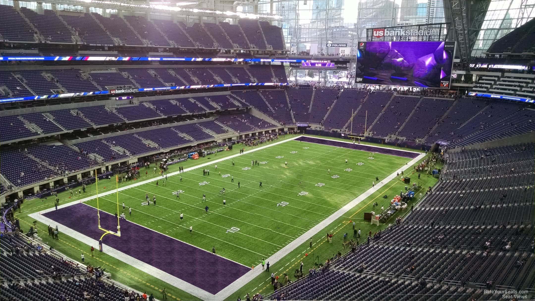 section 320, row b seat view  for football - u.s. bank stadium