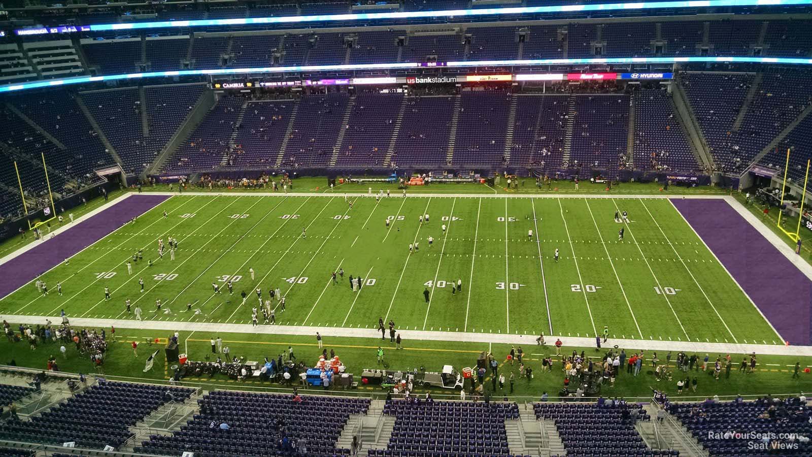 section 340, row b seat view  for football - u.s. bank stadium