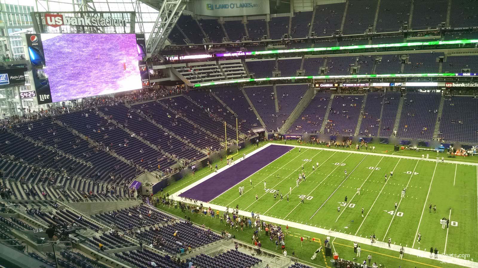 section 341, row b seat view  for football - u.s. bank stadium