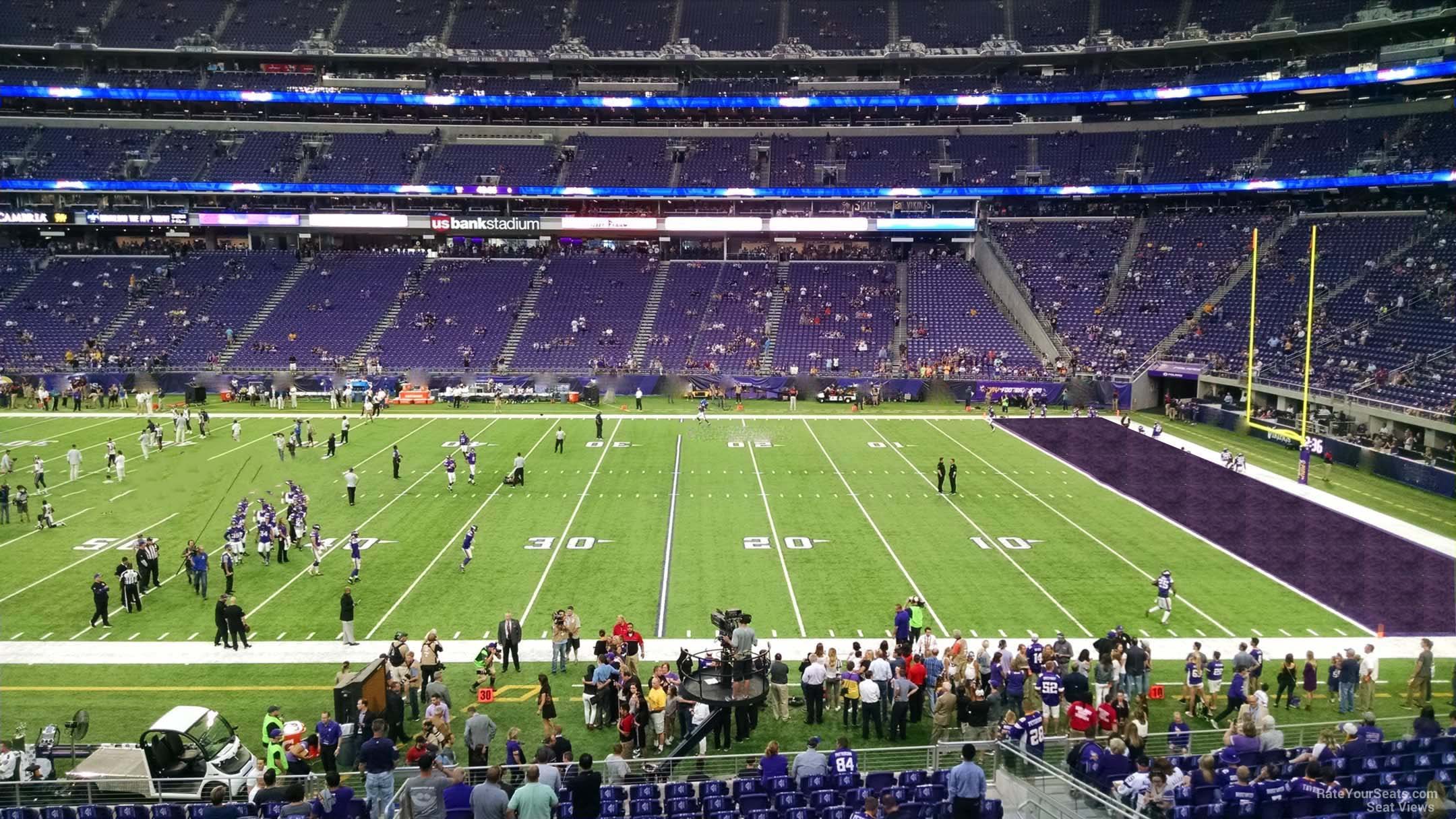 club v6, row 2 seat view for football - u.s. bank stadium