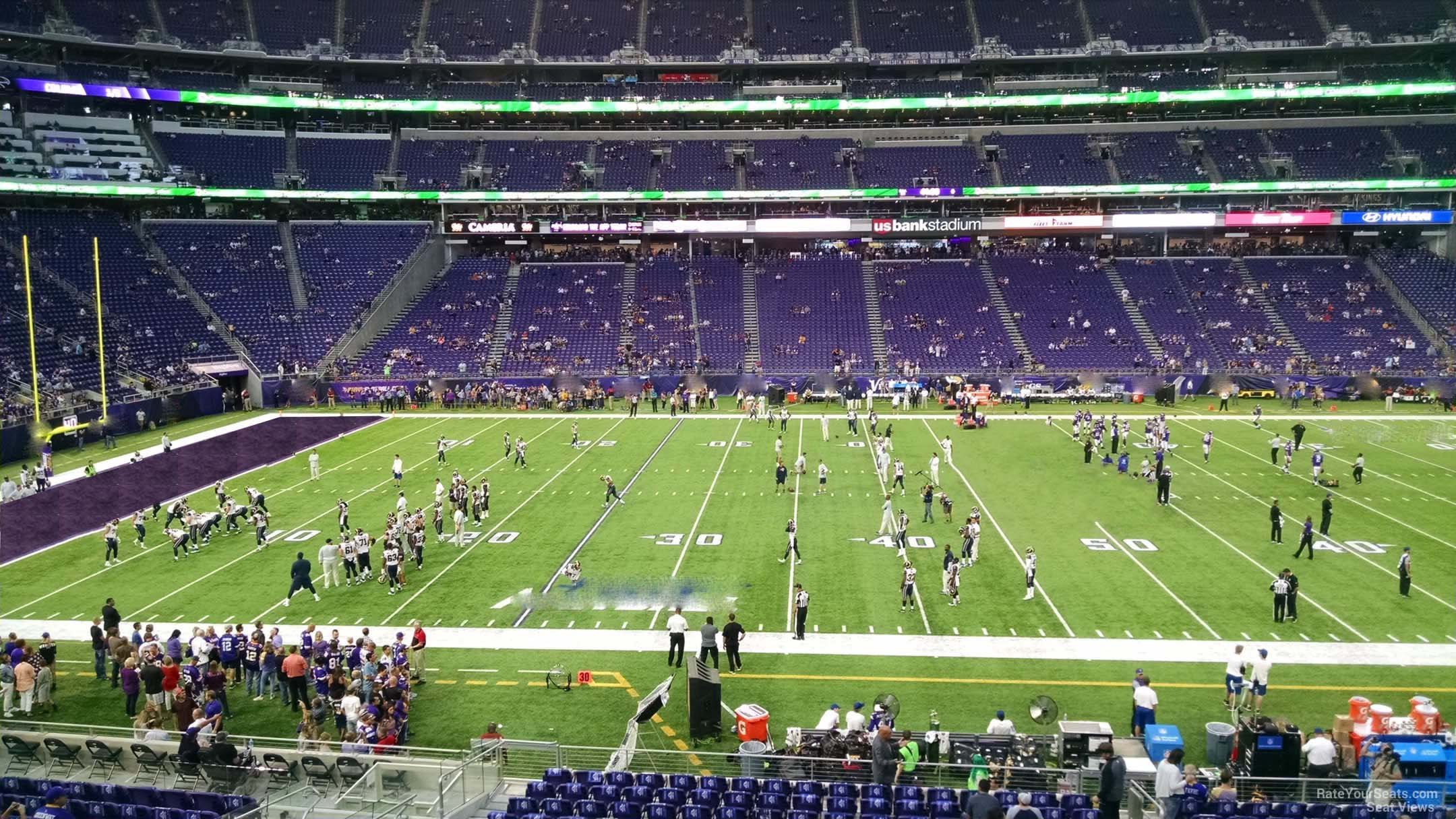 club v9, row 2 seat view  for football - u.s. bank stadium