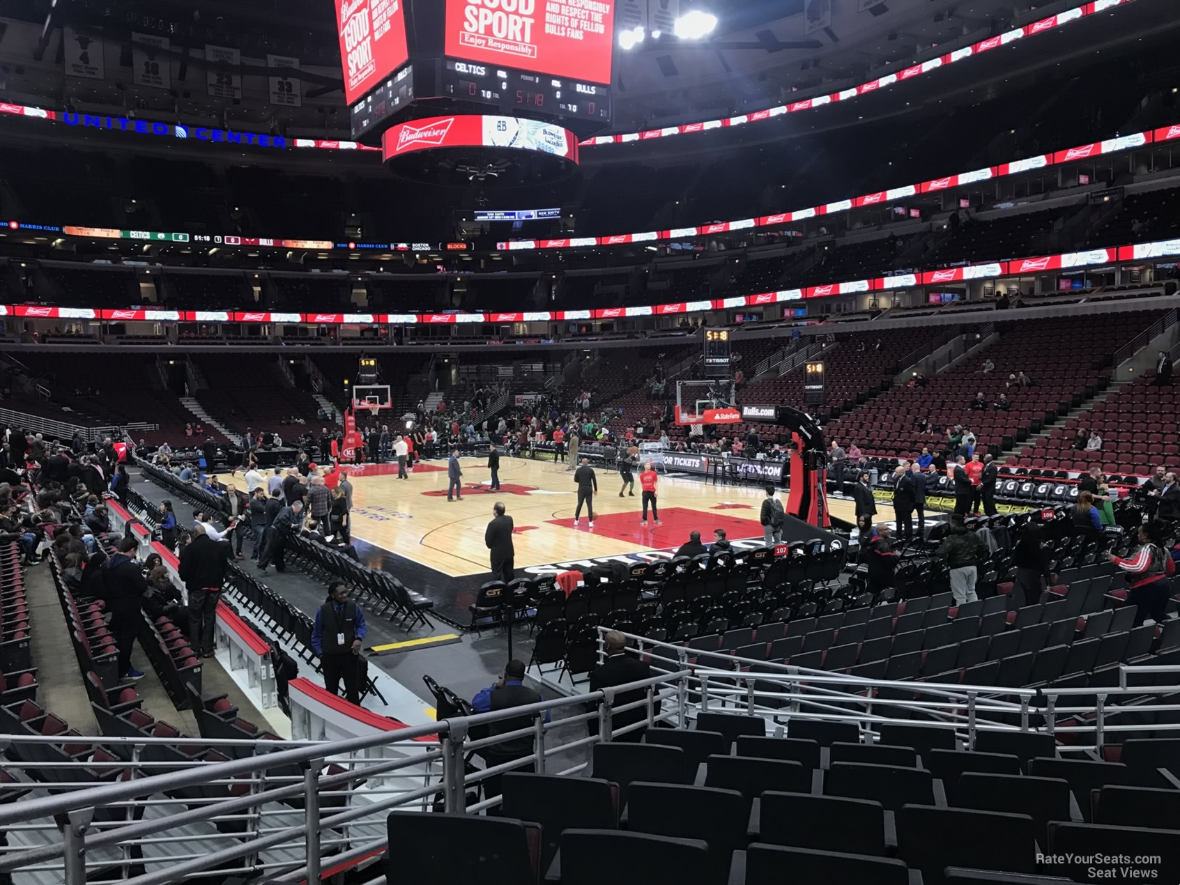 section 107, row 9 seat view  for basketball - united center