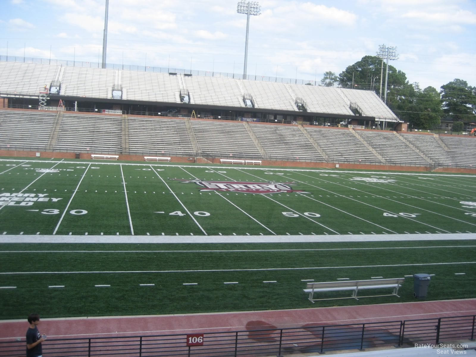 section 106, row 15 seat view  - troy memorial stadium