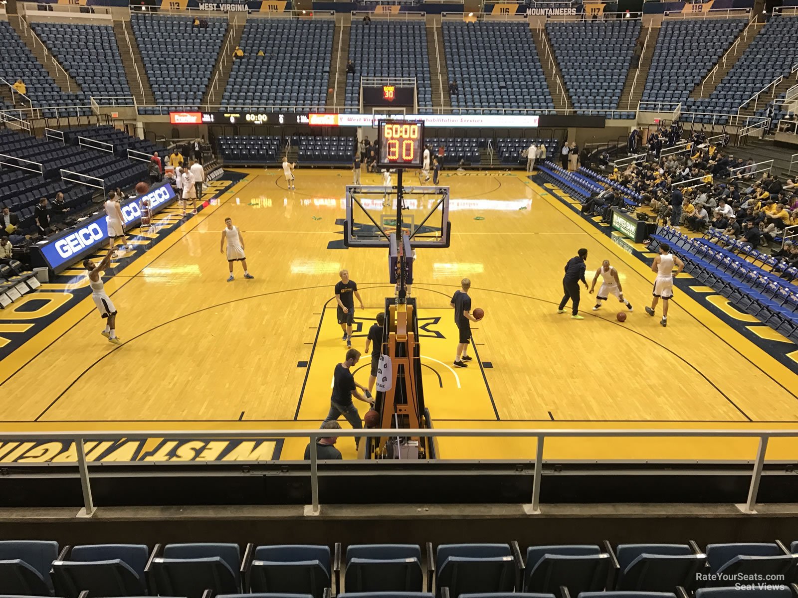 section 101, row e seat view  - wvu coliseum