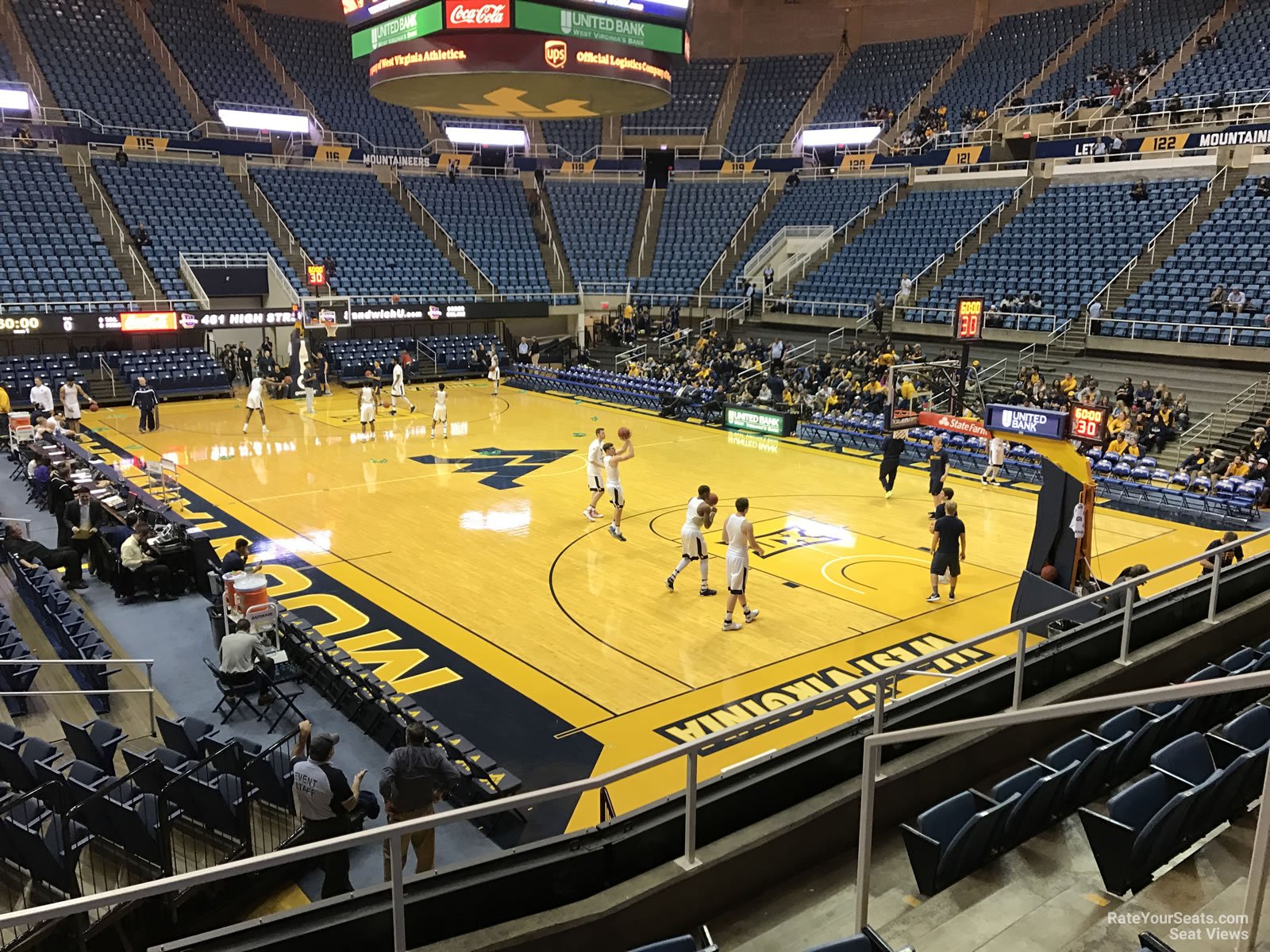 section 103, row e seat view  - wvu coliseum