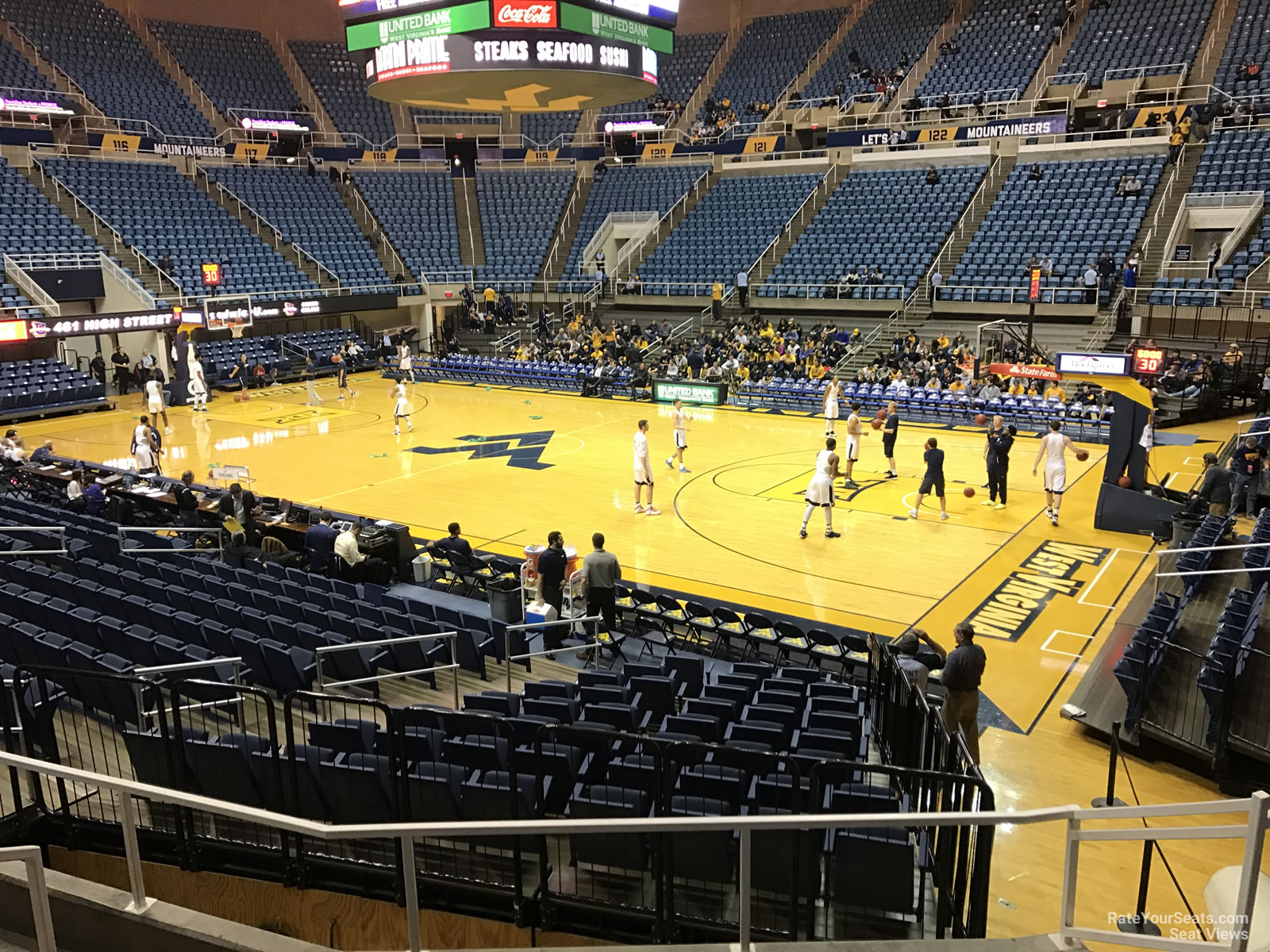 section 105, row e seat view  - wvu coliseum