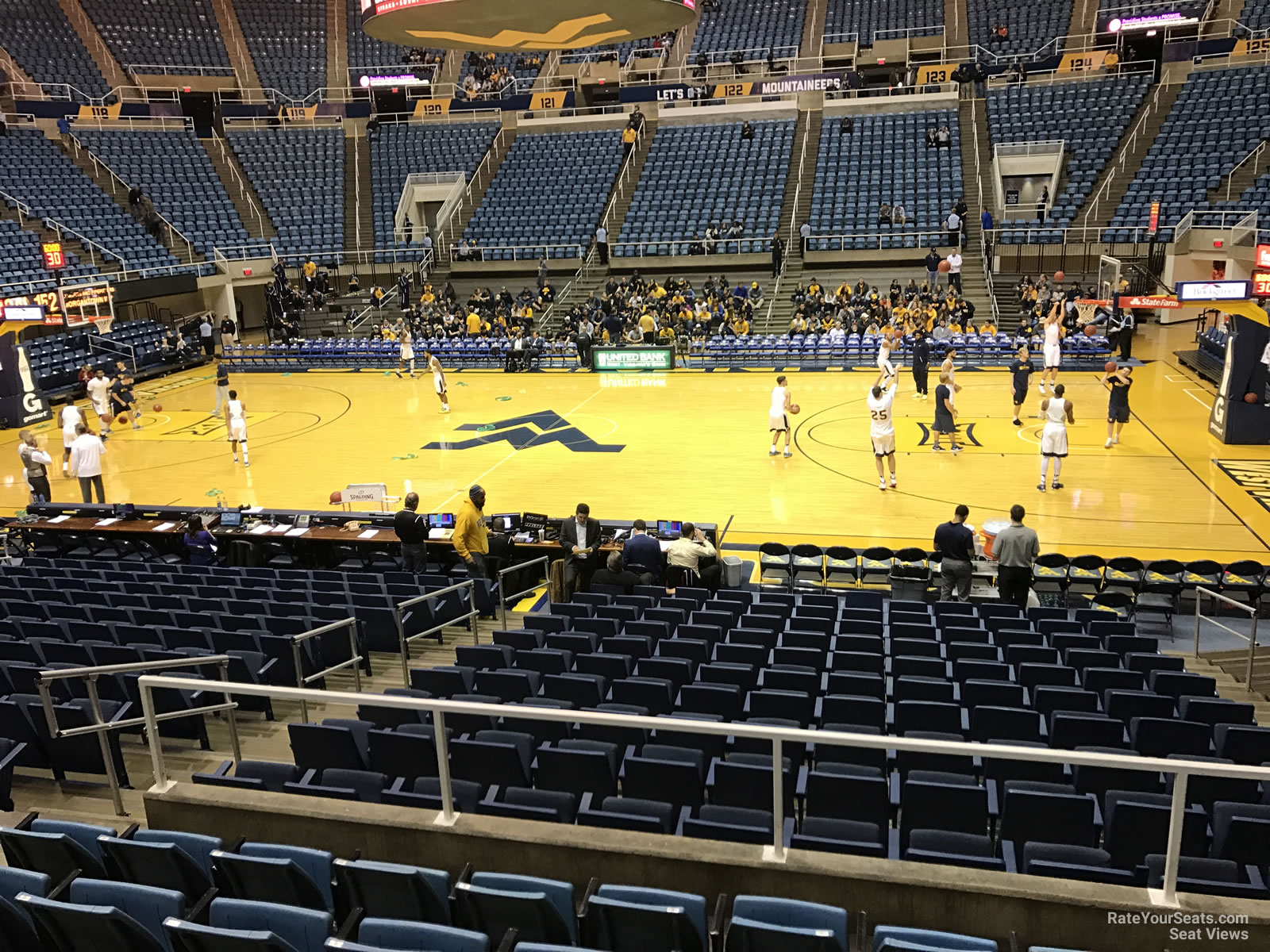 section 107, row e seat view  - wvu coliseum