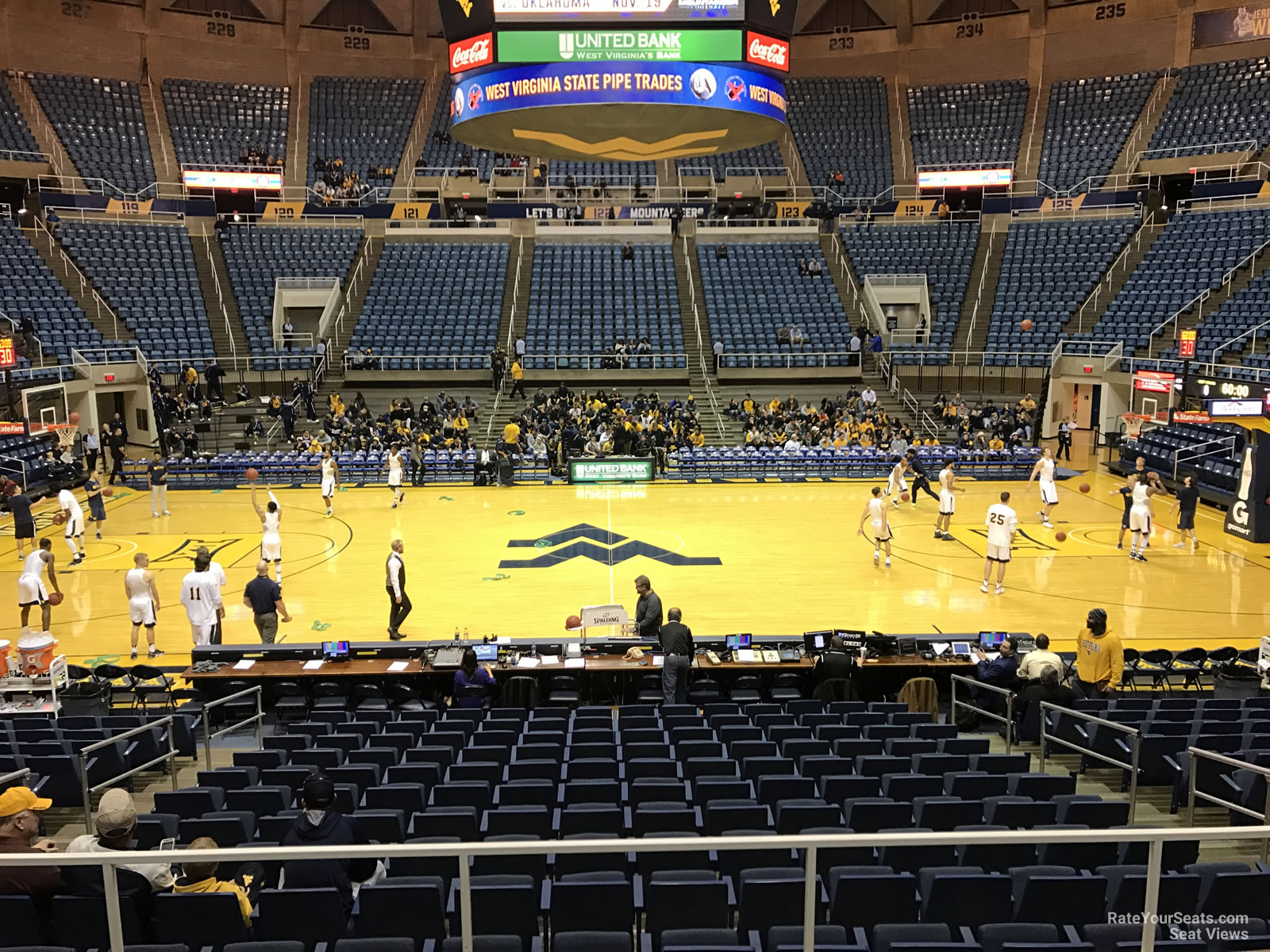 section 108, row e seat view  - wvu coliseum