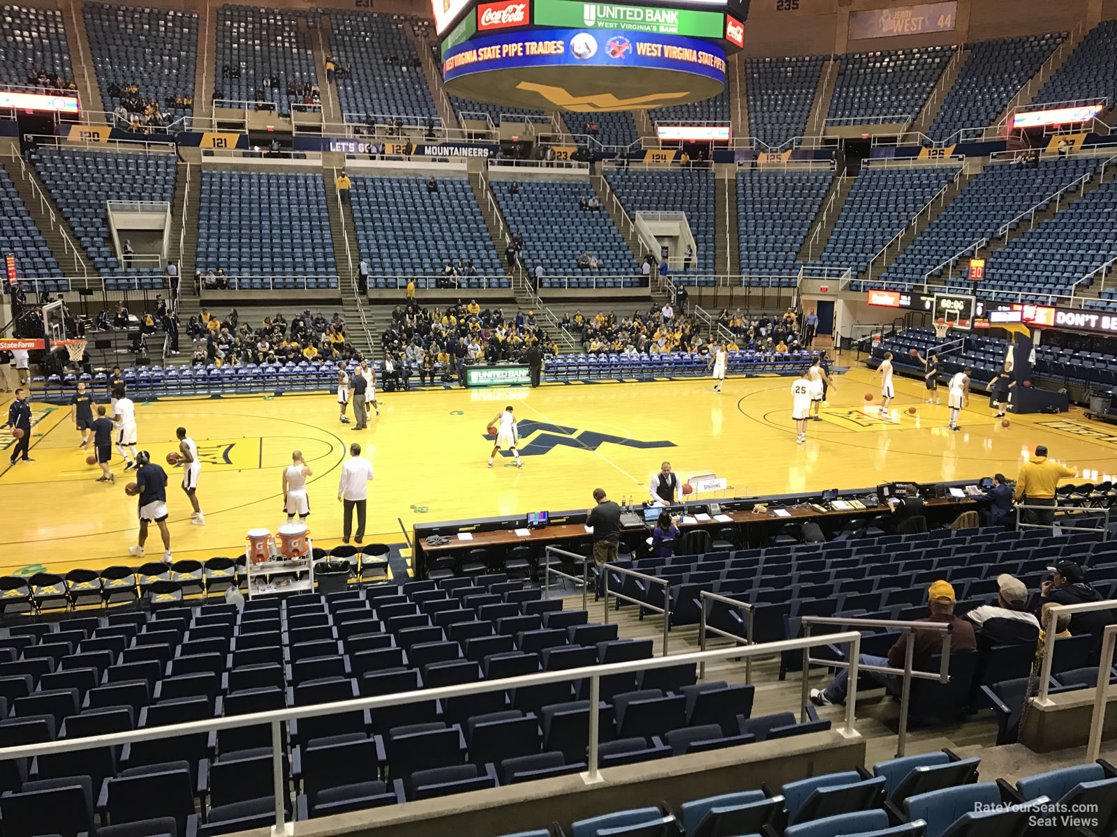 section 109, row e seat view  - wvu coliseum