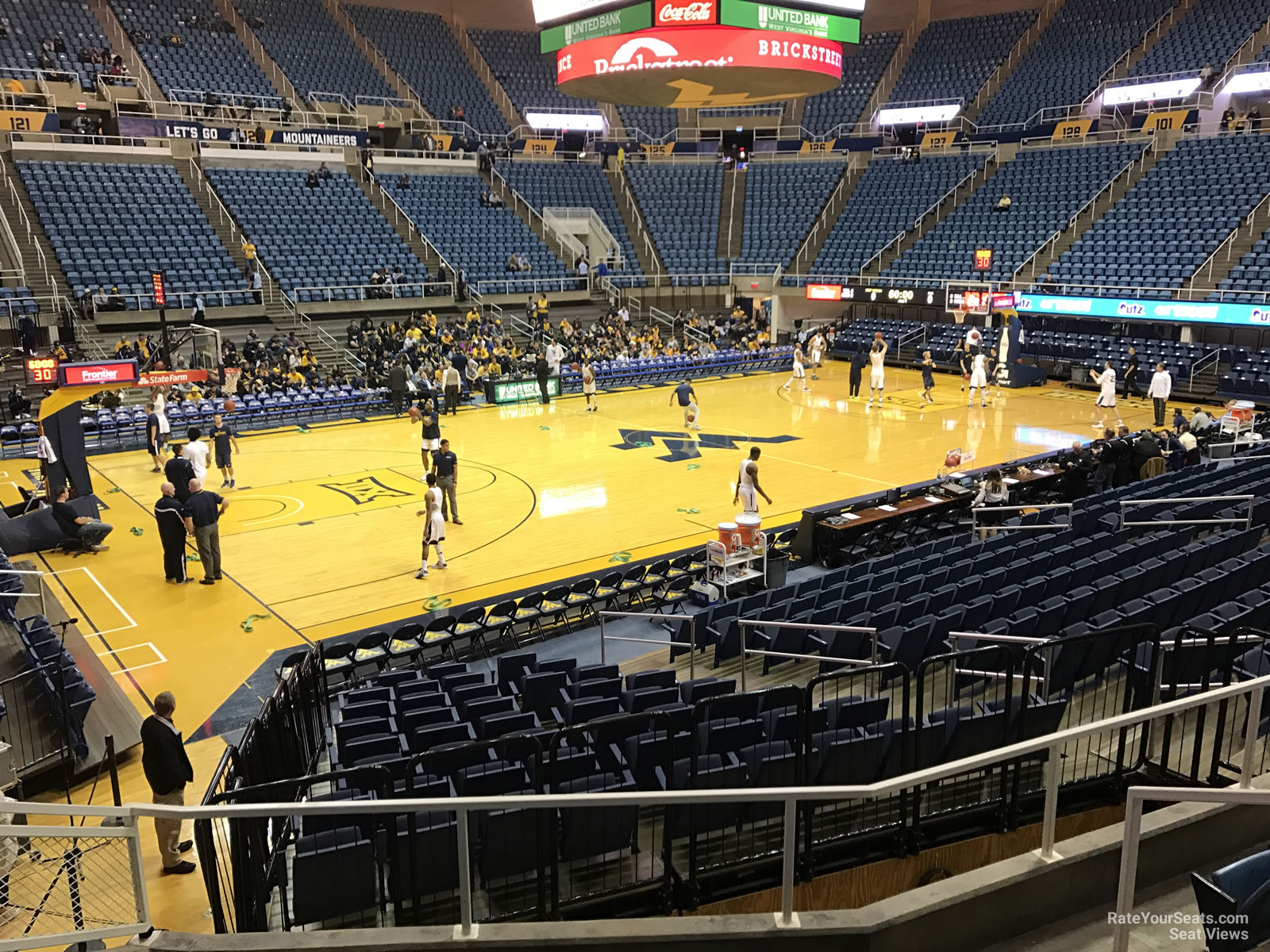 section 111, row e seat view  - wvu coliseum