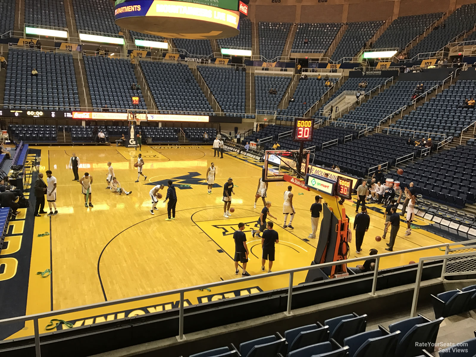 section 116, row e seat view  - wvu coliseum