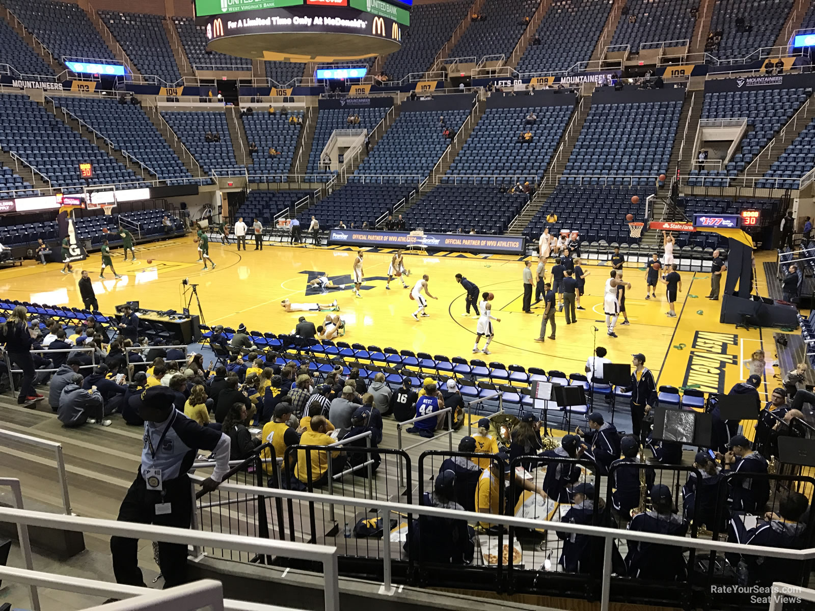 section 120, row e seat view  - wvu coliseum