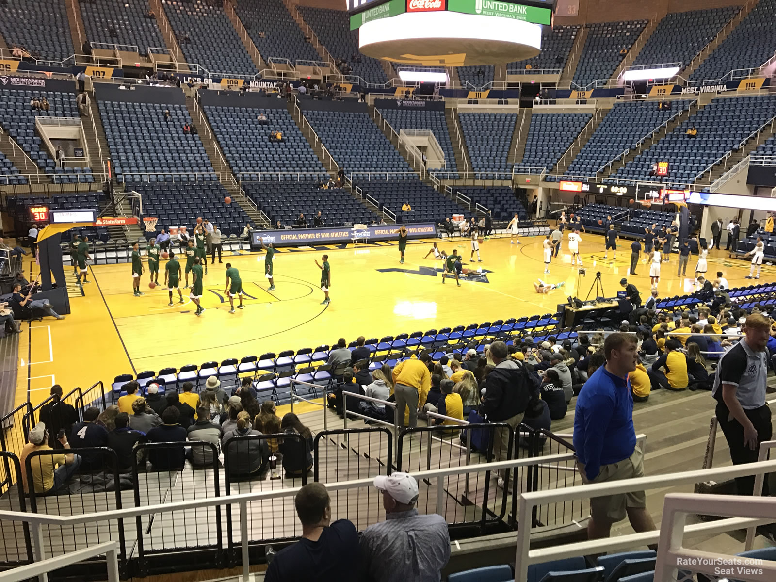 section 124, row e seat view  - wvu coliseum