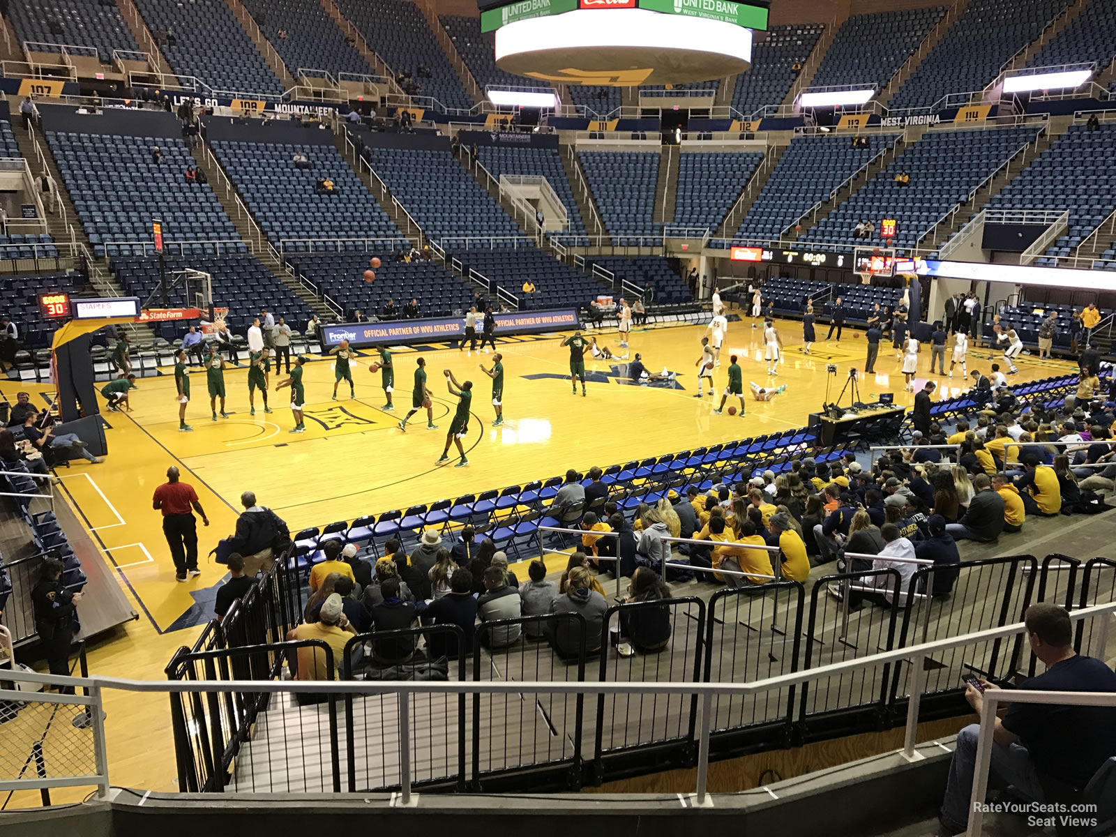 section 125, row e seat view  - wvu coliseum