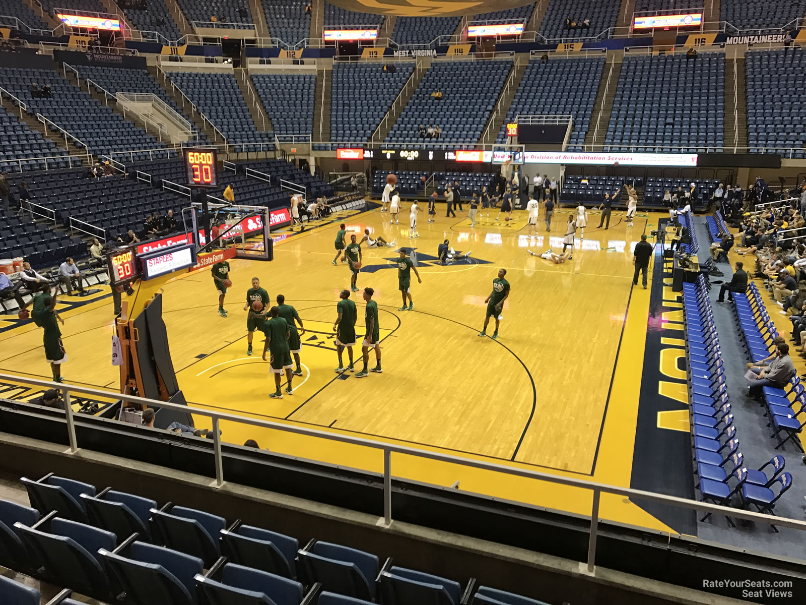 section 128, row e seat view  - wvu coliseum