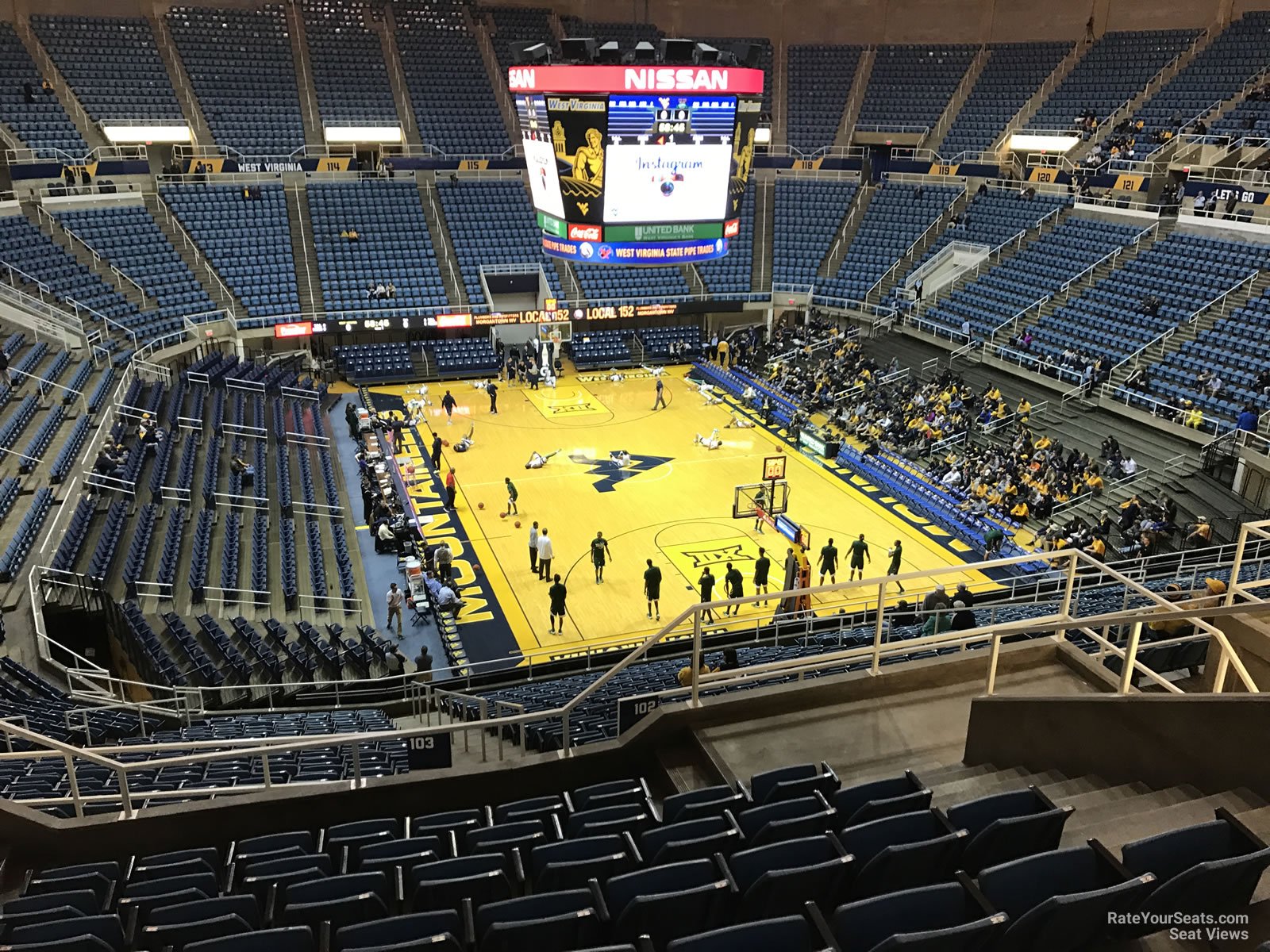 section 203, row h seat view  - wvu coliseum