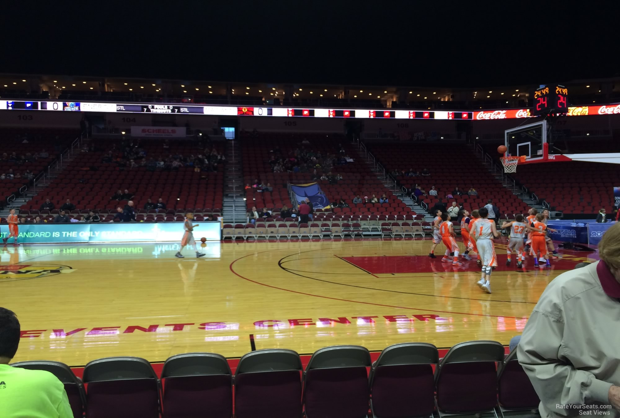 section 115, row a seat view  for basketball - iowa events center