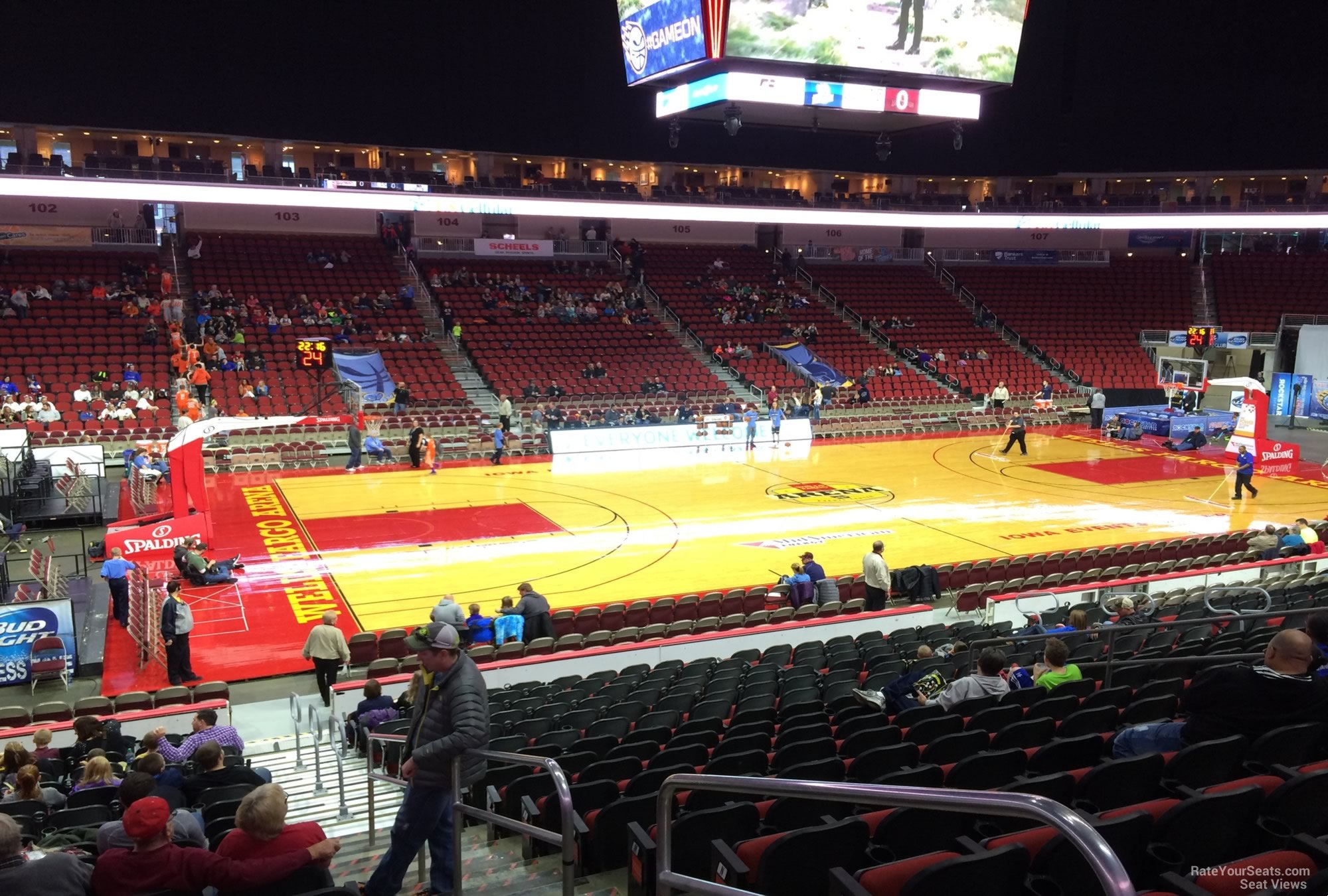 section 118, row y seat view  for basketball - iowa events center