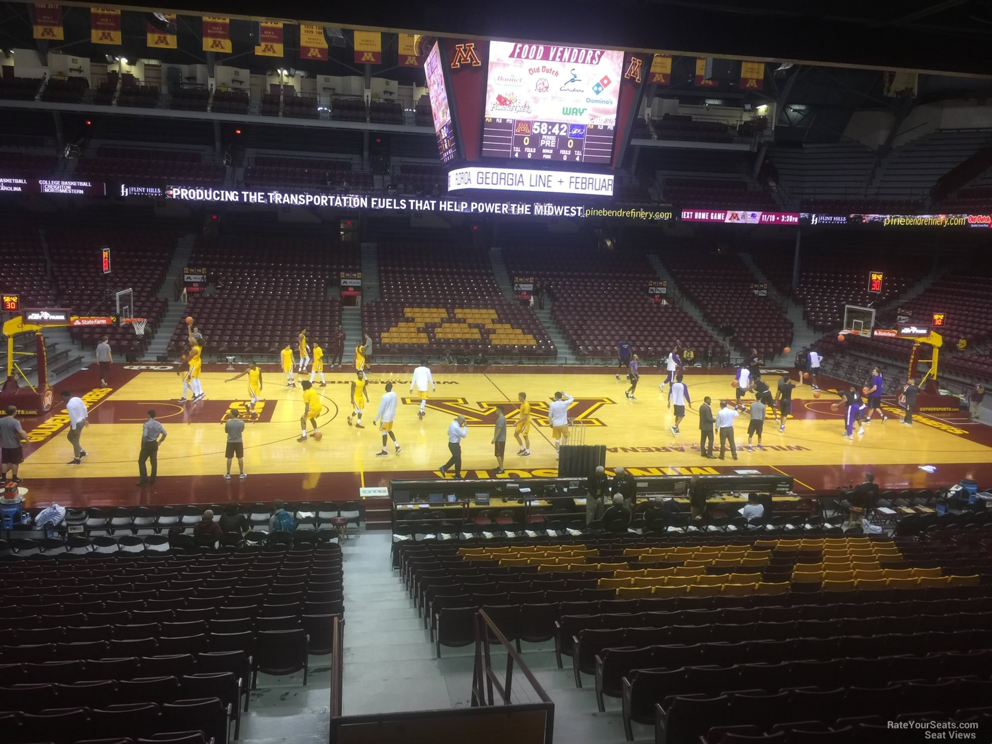 section 107, row 20 seat view  - williams arena (minnesota)