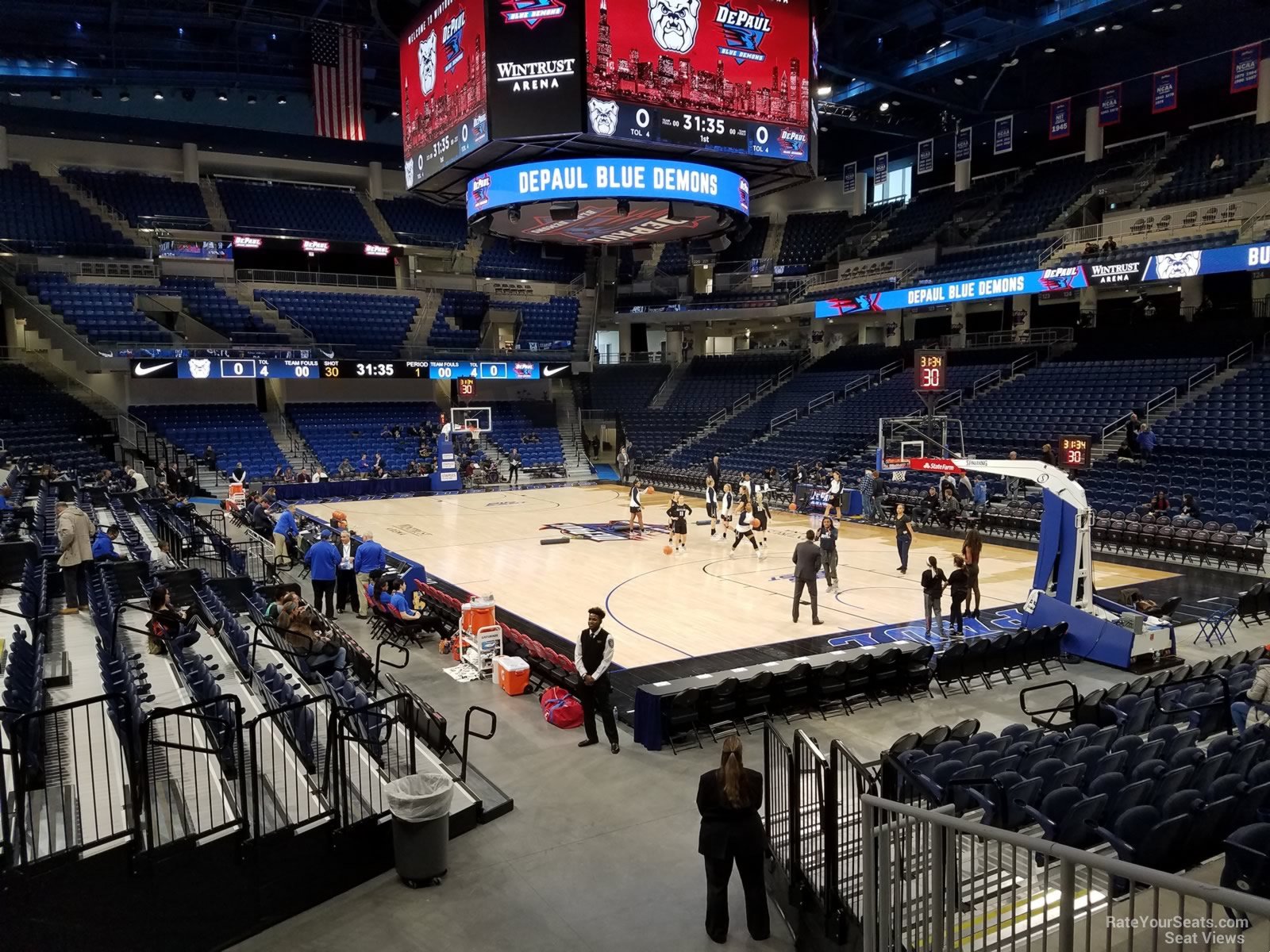 section 104, row g seat view  for basketball - wintrust arena