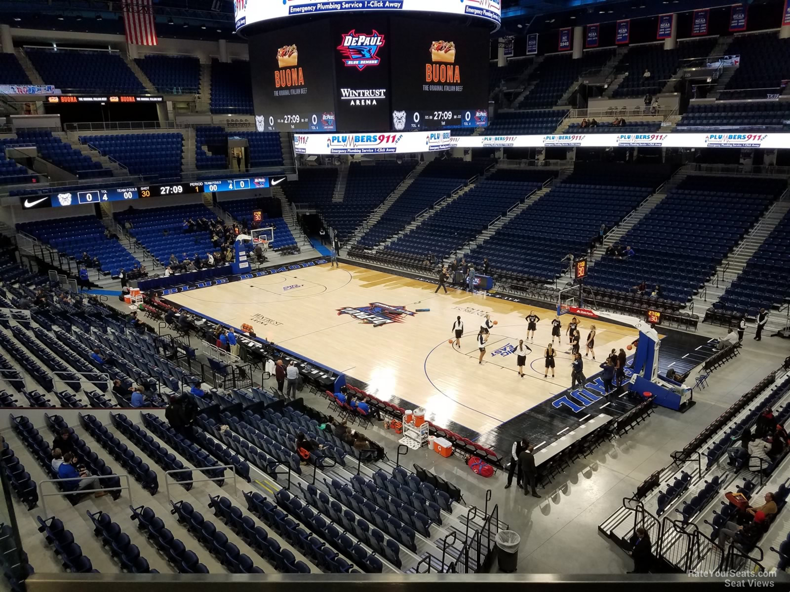 section 206, row b seat view  for basketball - wintrust arena